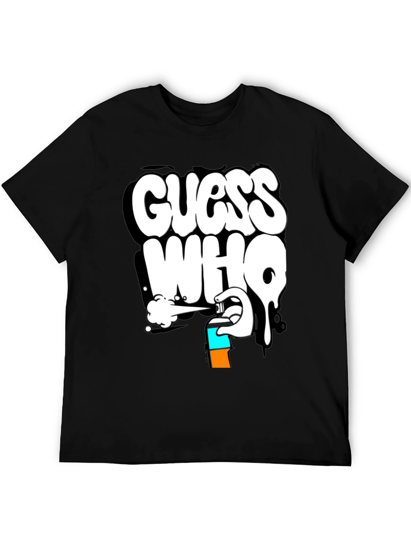 Black Guess Who Graffiti T-Shirt - Black Cotton Graphic Tee view 5