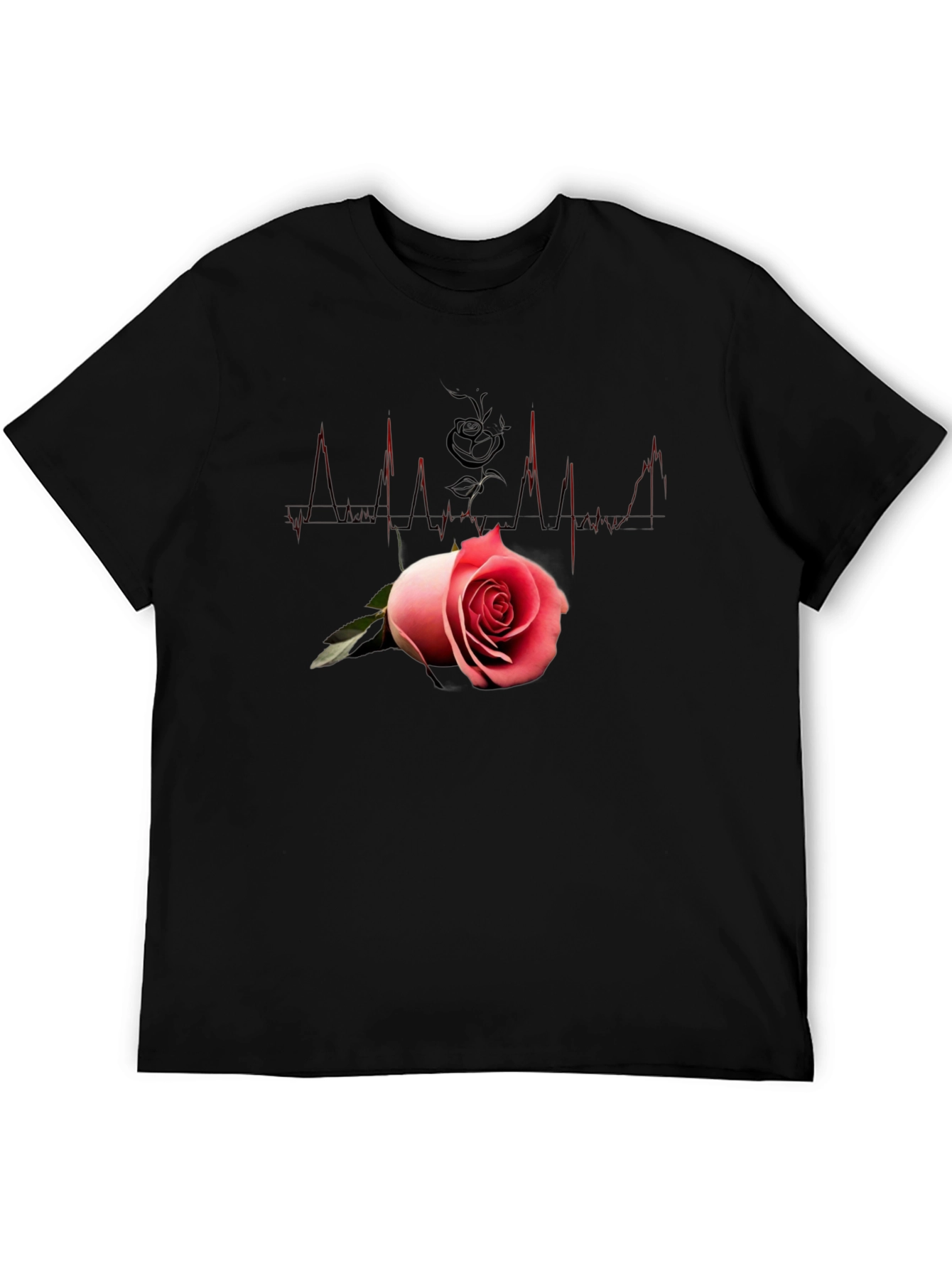Black Rose Heartbeat Graphic Tee - Romantic Style view 5