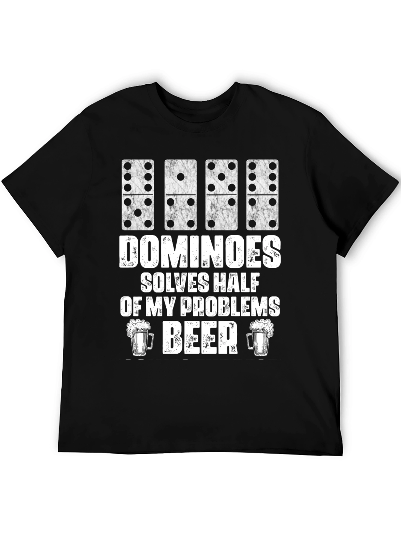 Black Dominoes & Beer T-Shirt - Solves Half My Problems view 5