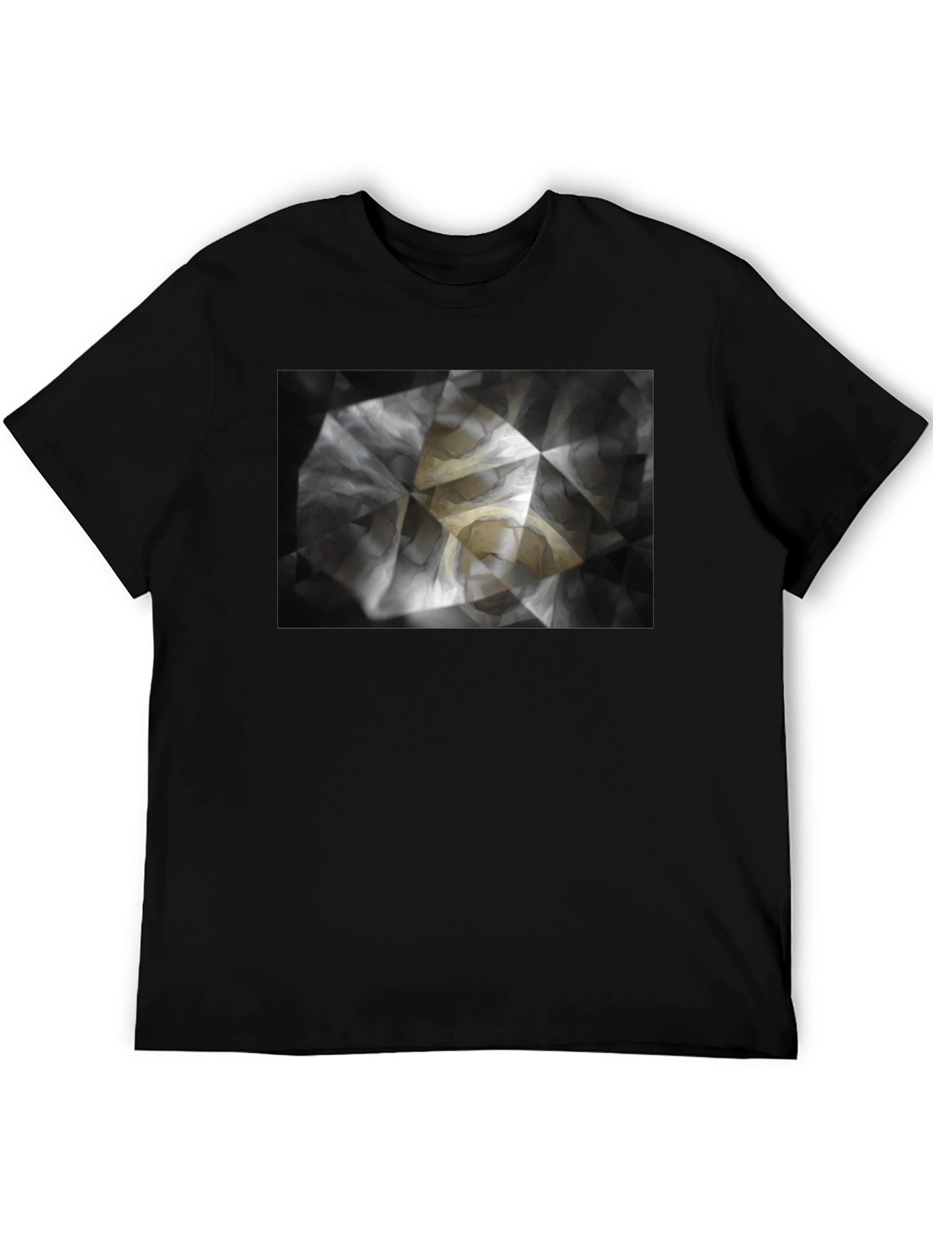 Black Abstract Geometric Print Black T-Shirt view 5