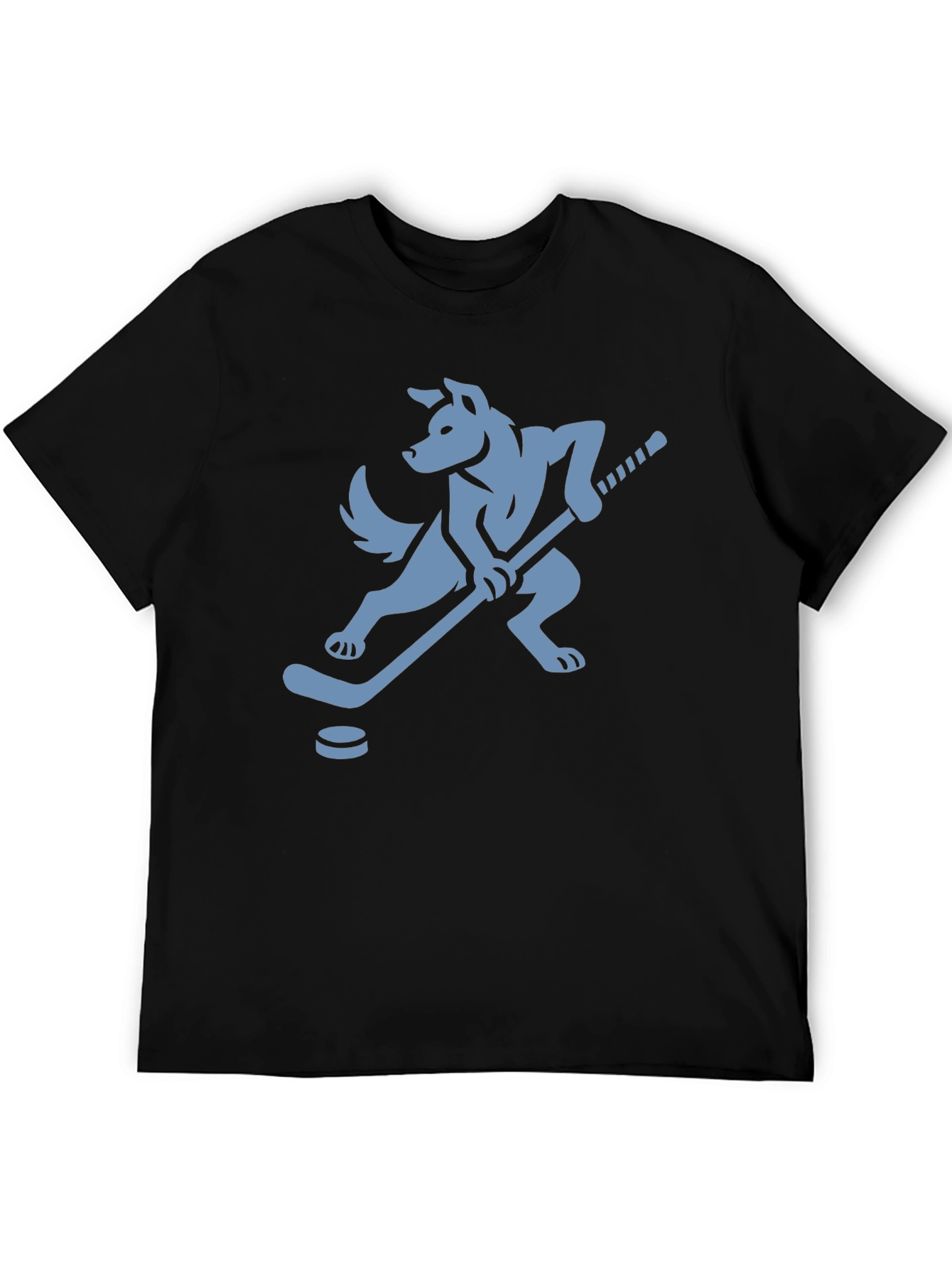 Black Hockey Dog T-Shirt - Black Tee with Canine Athlete Graphic view 5