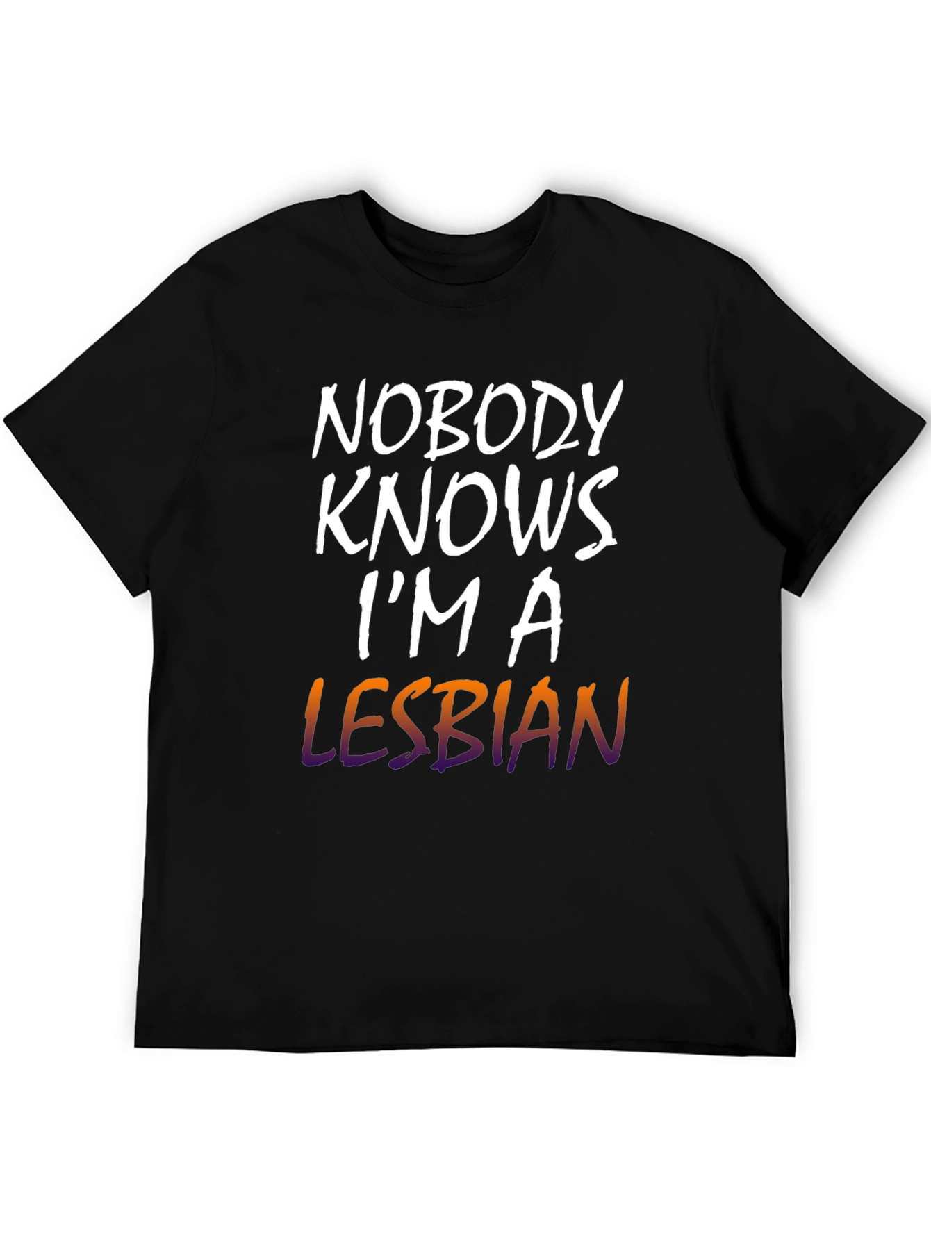 Black Nobody Knows I'm a Lesbian T-Shirt view 5