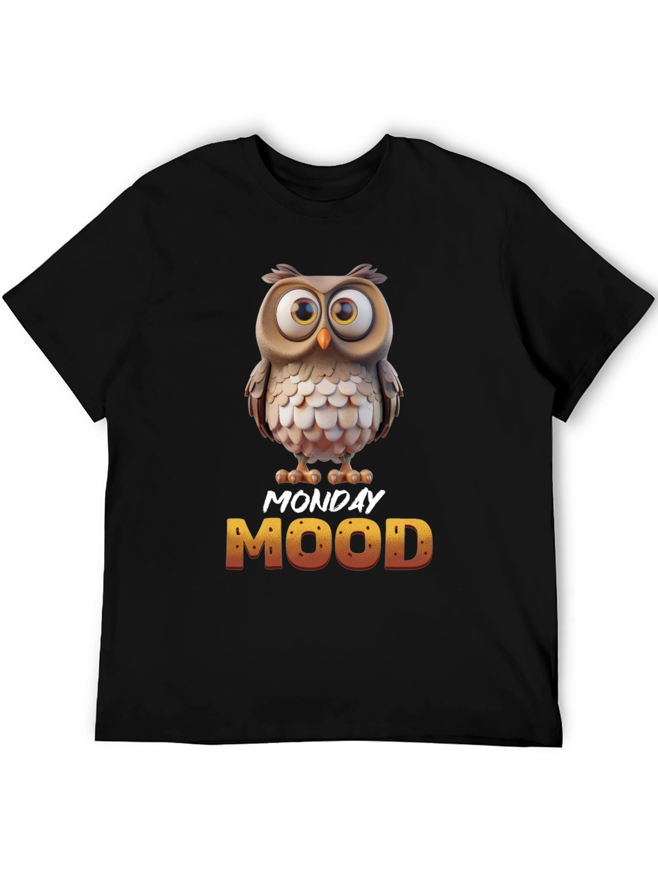 Black Monday Mood Owl T-Shirt - Funny & Unique Design view 5