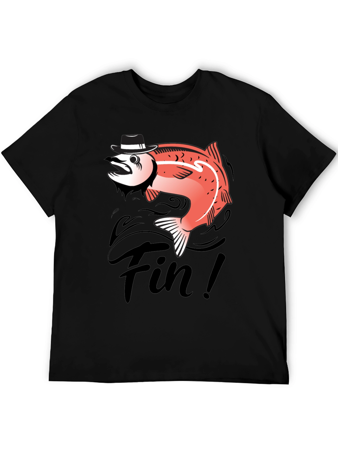 Black Fin! Gangster Fish Graphic T-Shirt - Black Cotton Tee view 5