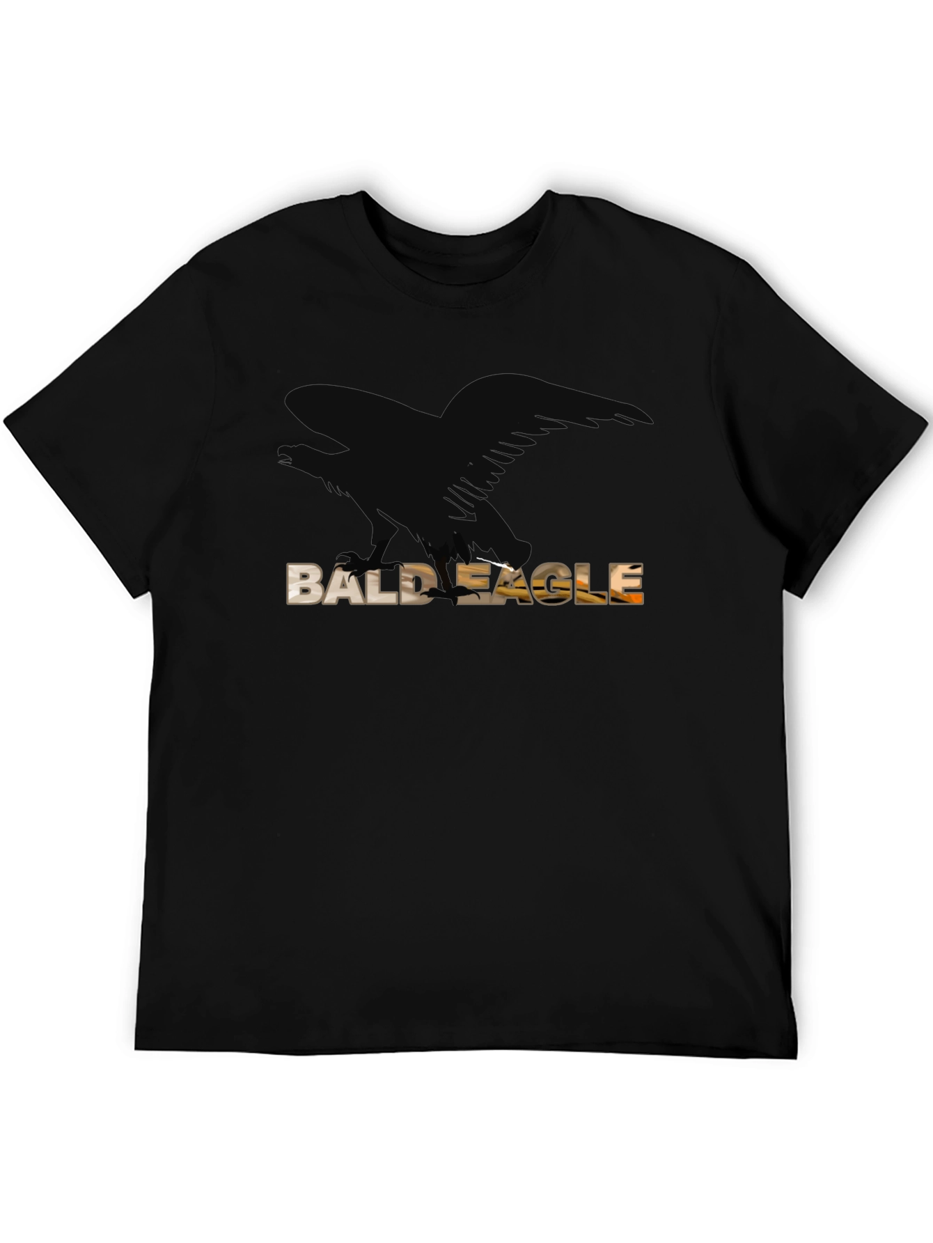 Black Bald Eagle Graphic Tee - Black Cotton Blend view 5