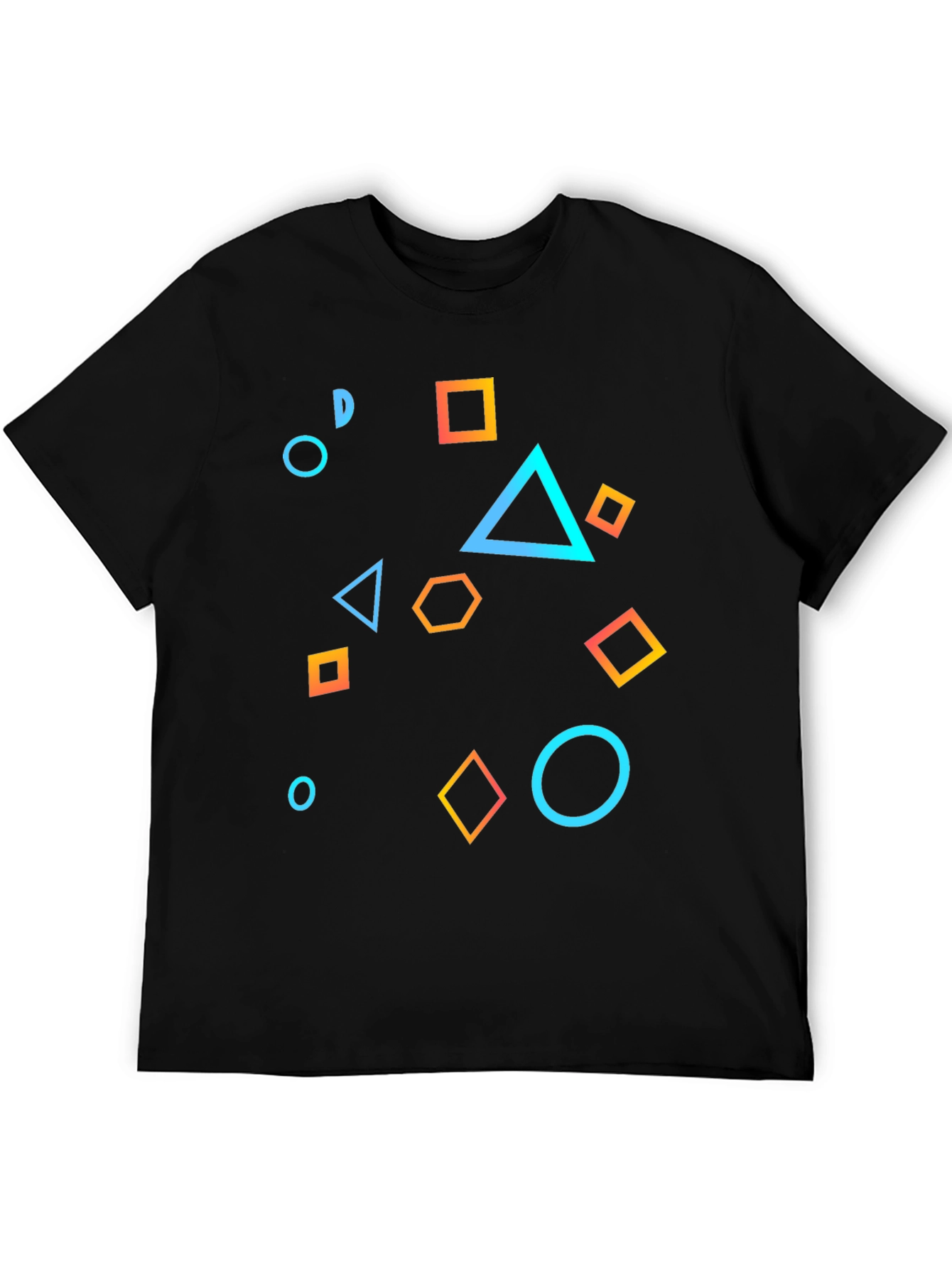 Black Geometric Shapes Black T-Shirt view 5