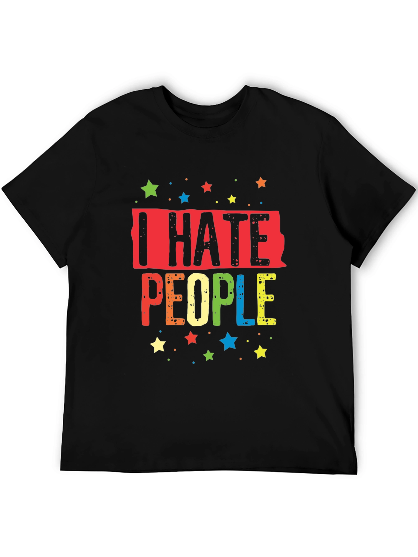 Black I Hate People Colorful Graphic T-Shirt view 5