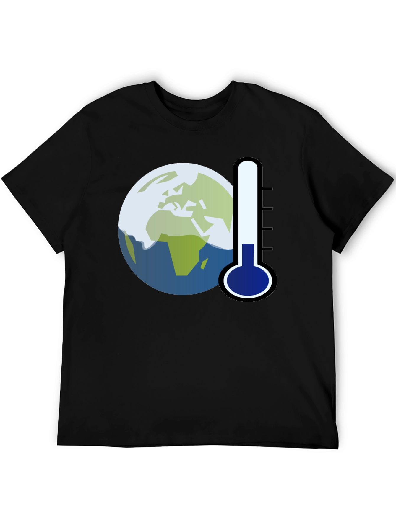 Black Global Warming Tee: Earth Thermometer Graphic T-Shirt view 5