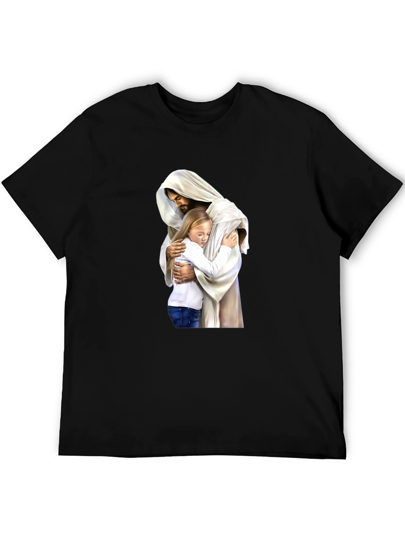 Black Jesus Hugging Child Graphic T-Shirt view 5