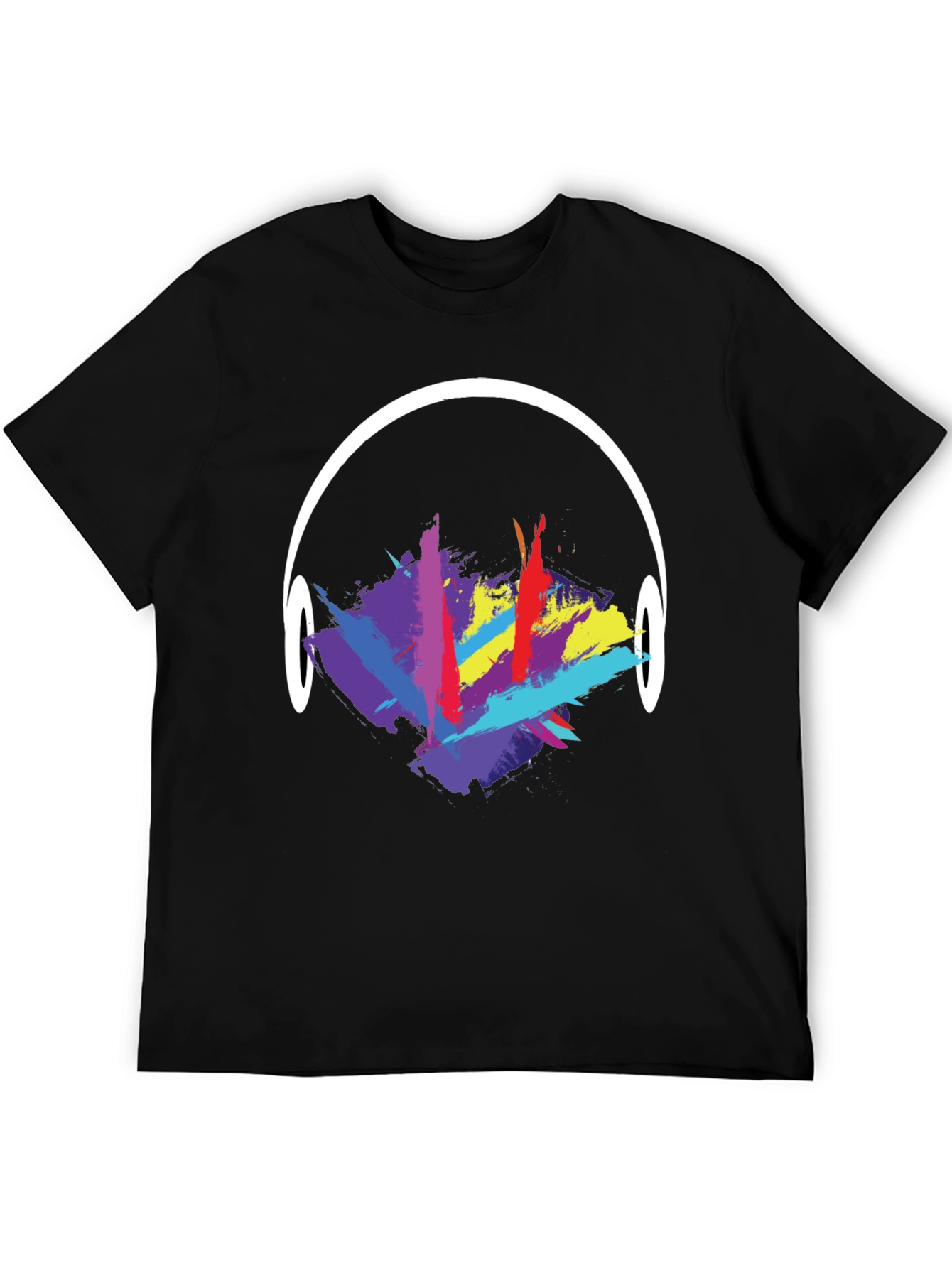 Black Abstract Headphones Graphic T-Shirt view 5