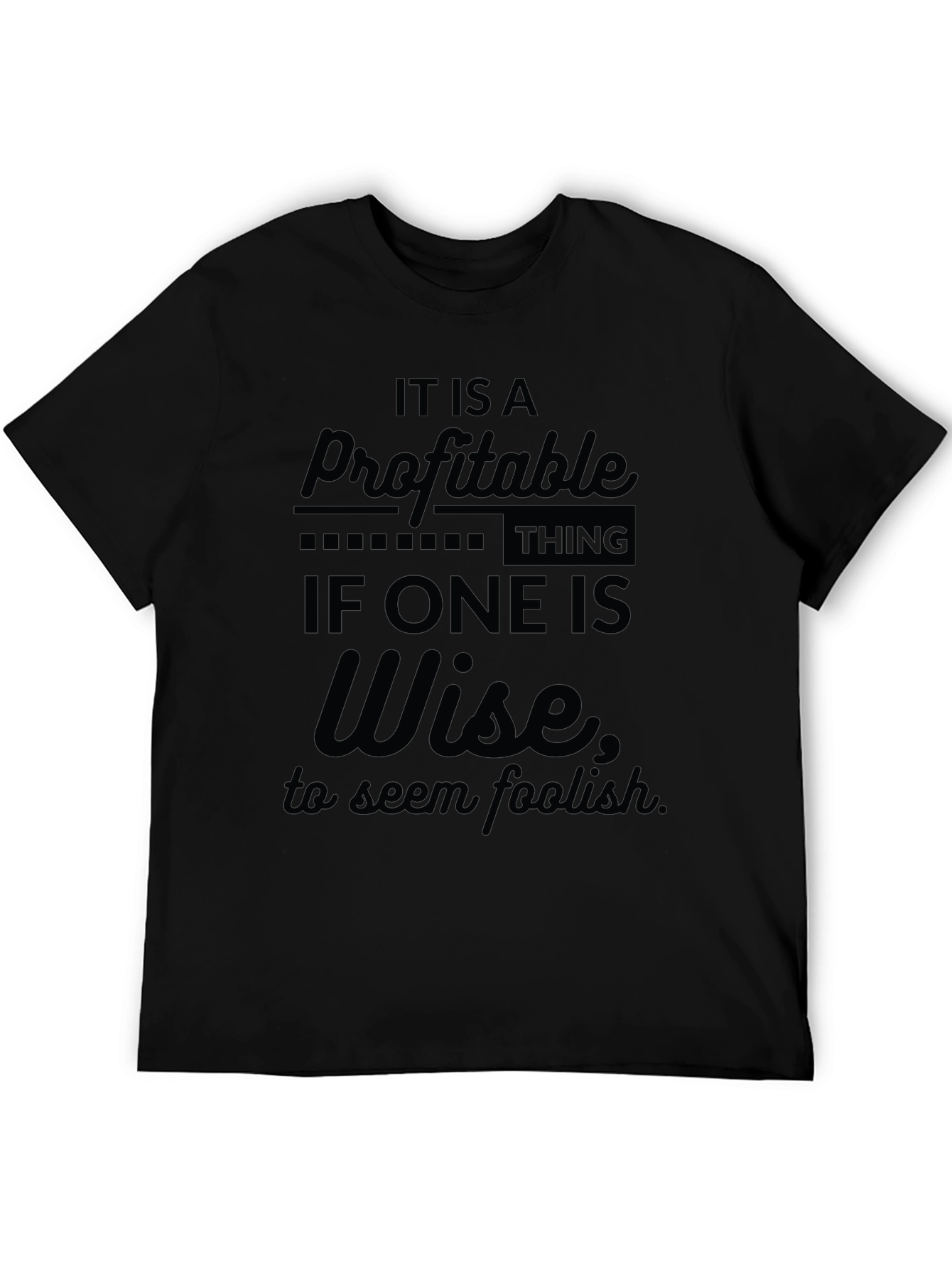 Black Profitable Wisdom Tee - Black Crew Neck T-Shirt for Men view 5
