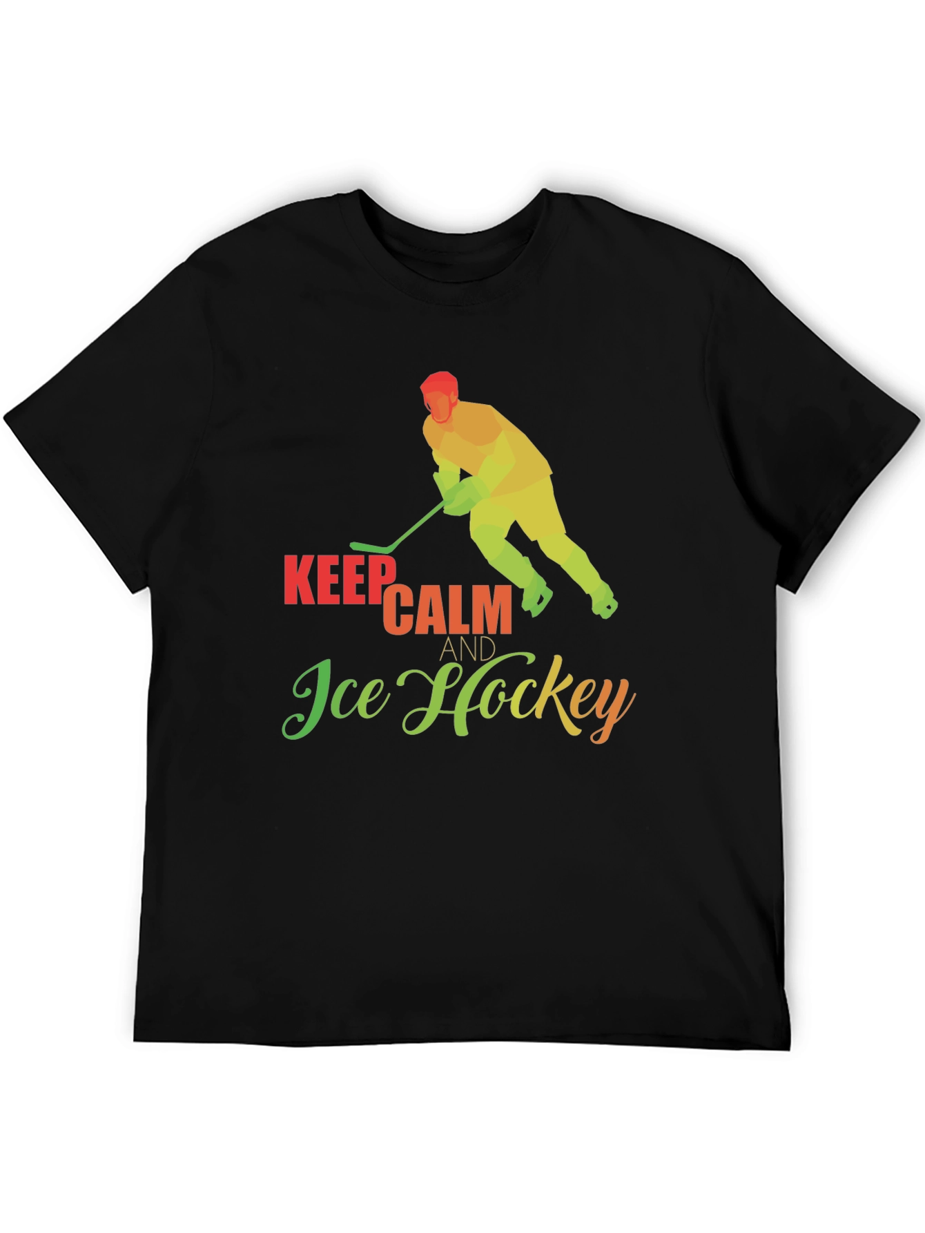 Black Keep Calm & Ice Hockey T-Shirt view 5