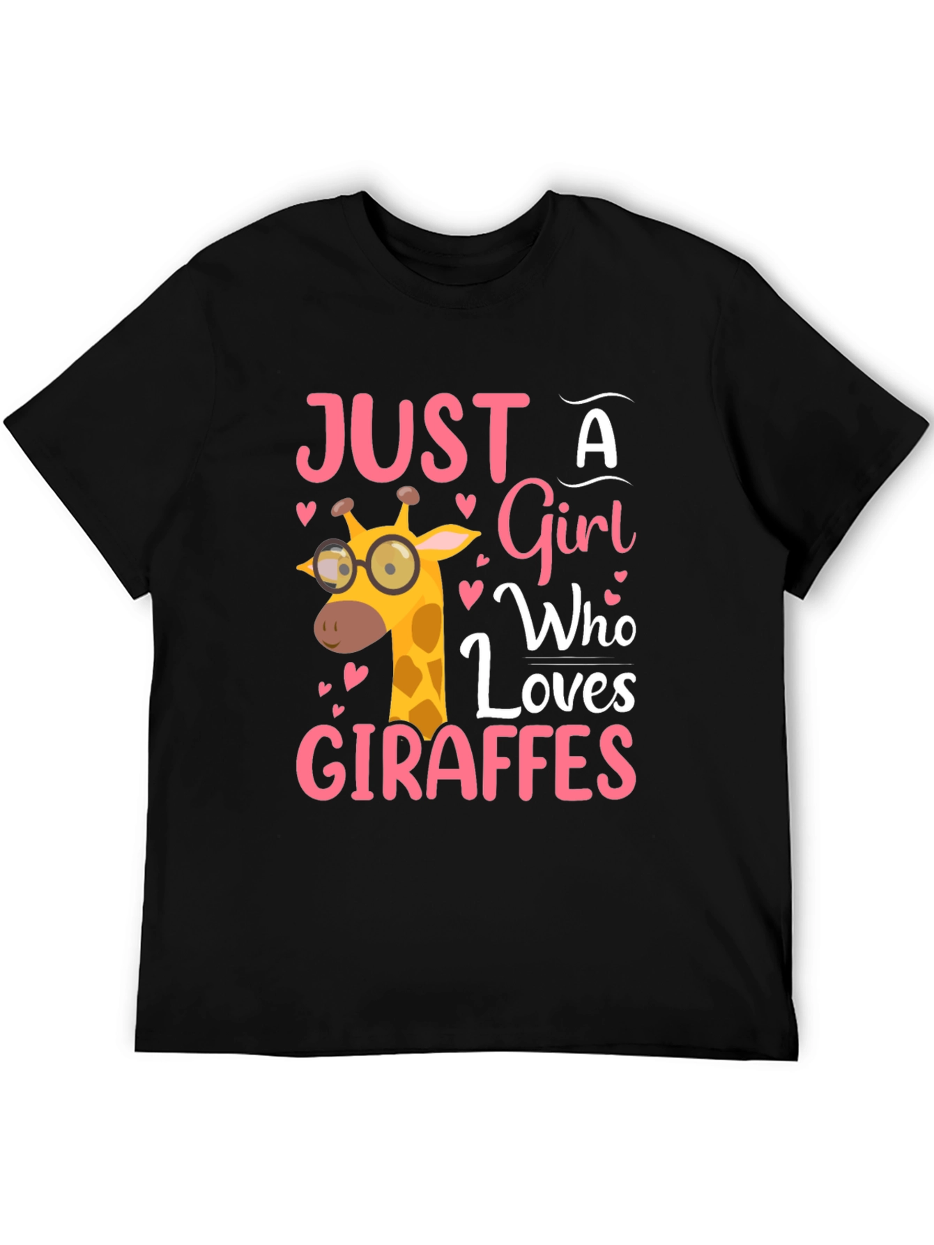 Black Just a Girl Who Loves Giraffes T-Shirt view 5
