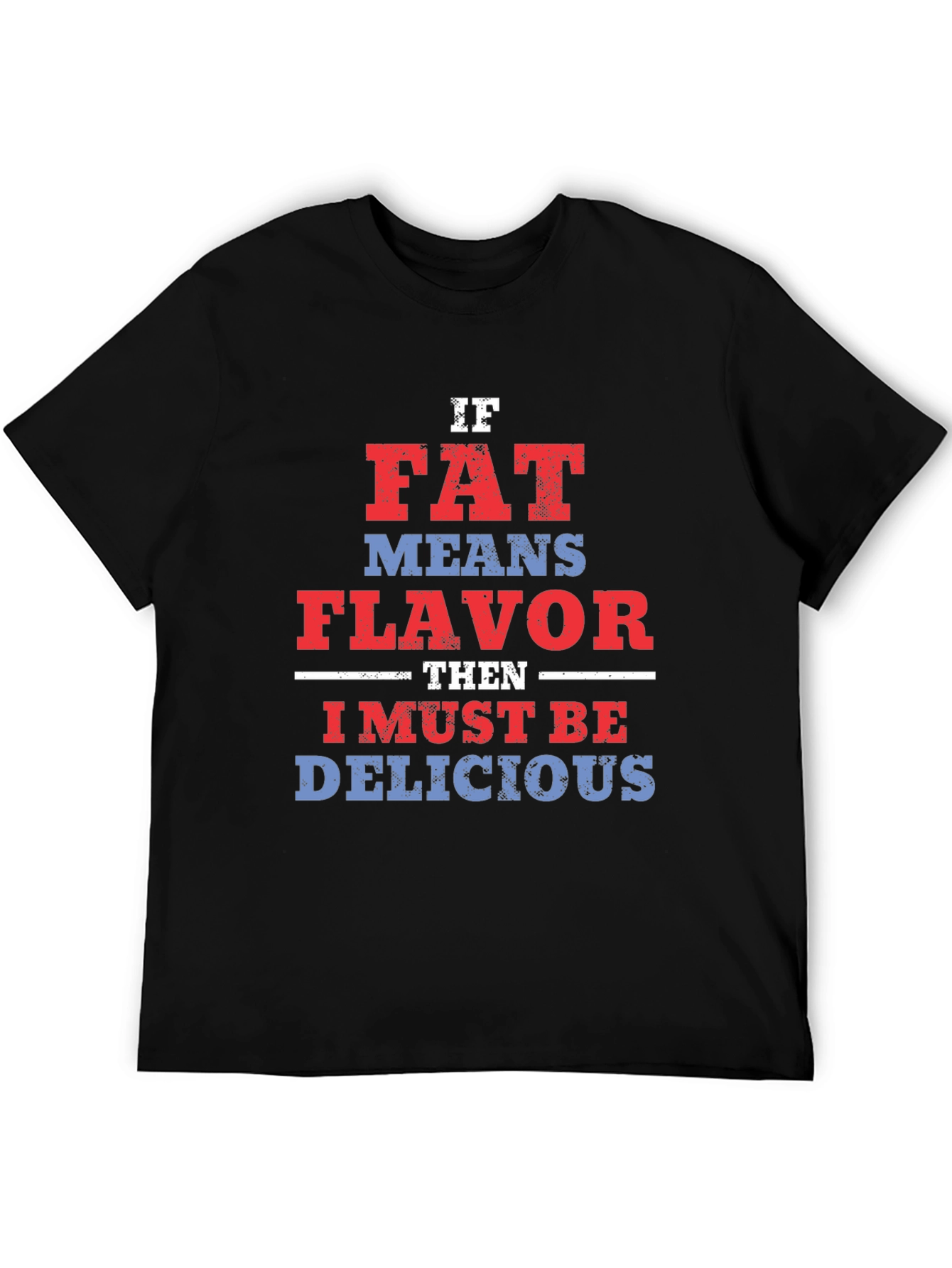 Black Funny 'Fat Means Flavor' Graphic T-Shirt view 5