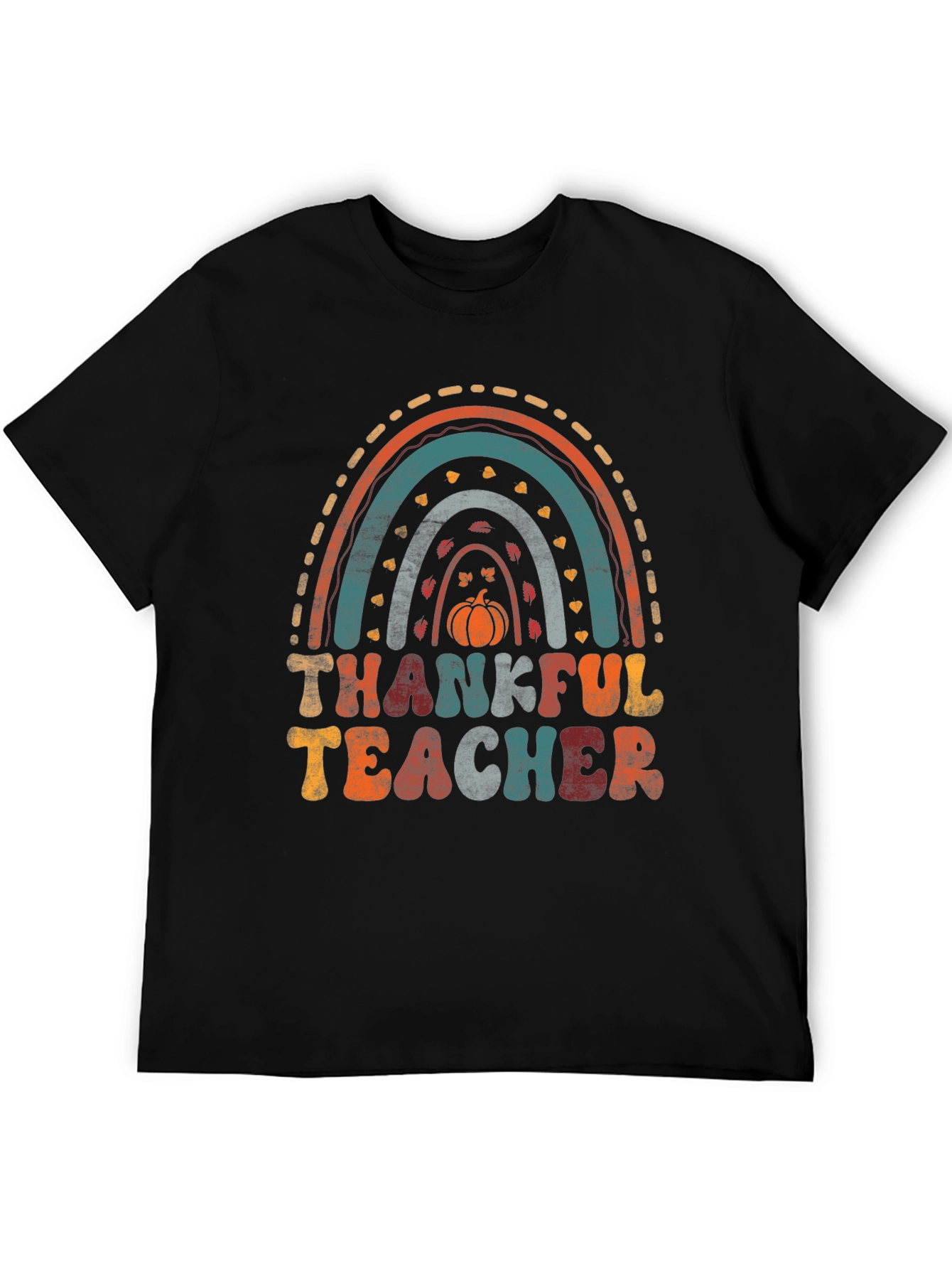 Black Thankful Teacher Rainbow T-Shirt view 5
