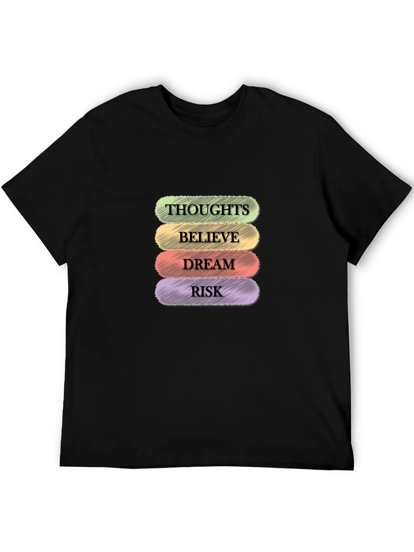 Black Thoughts, Believe, Dream, Risk Graphic Tee view 5