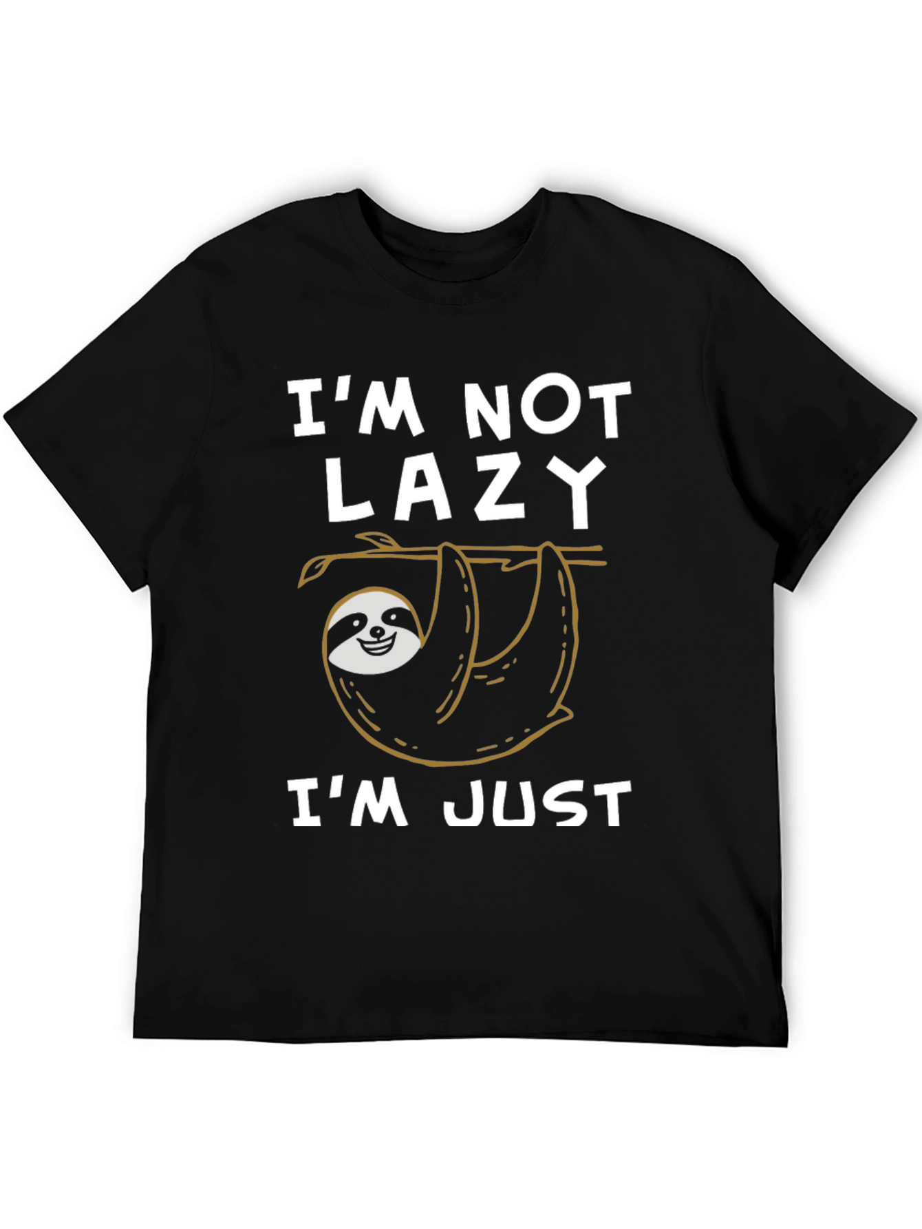 Black Funny Sloth T-Shirt - I'm Not Lazy, I'm Just Hanging Out! view 5