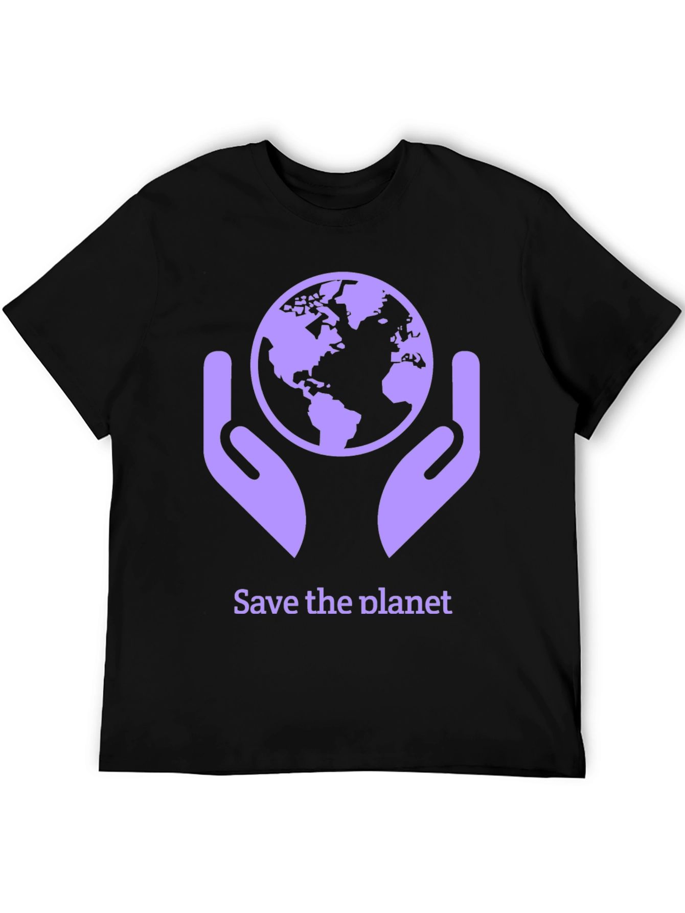 Black Save the Planet T-Shirt - Earth in Hands Graphic Tee view 5