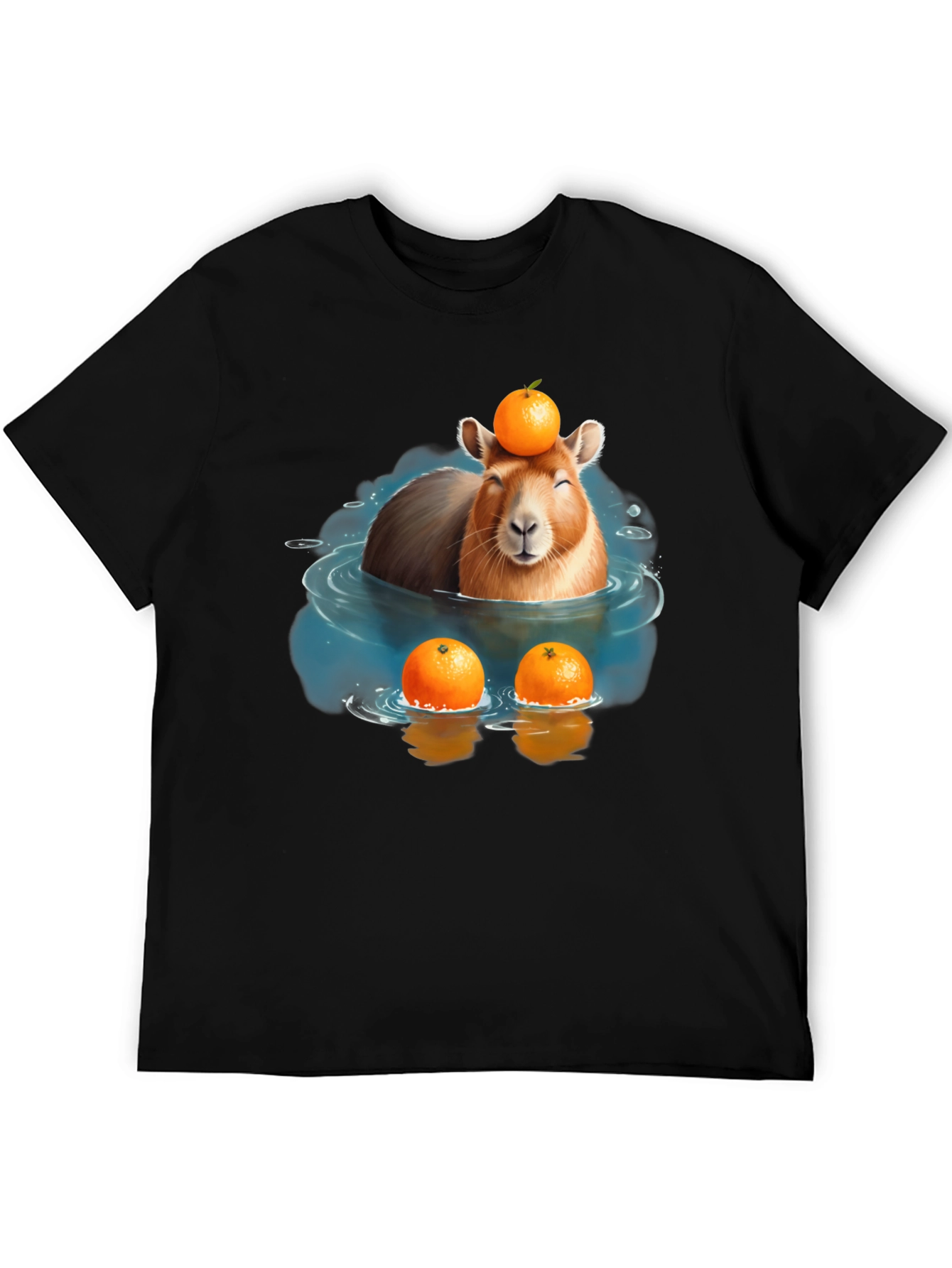 Black Capybara Orange T-Shirt view 5