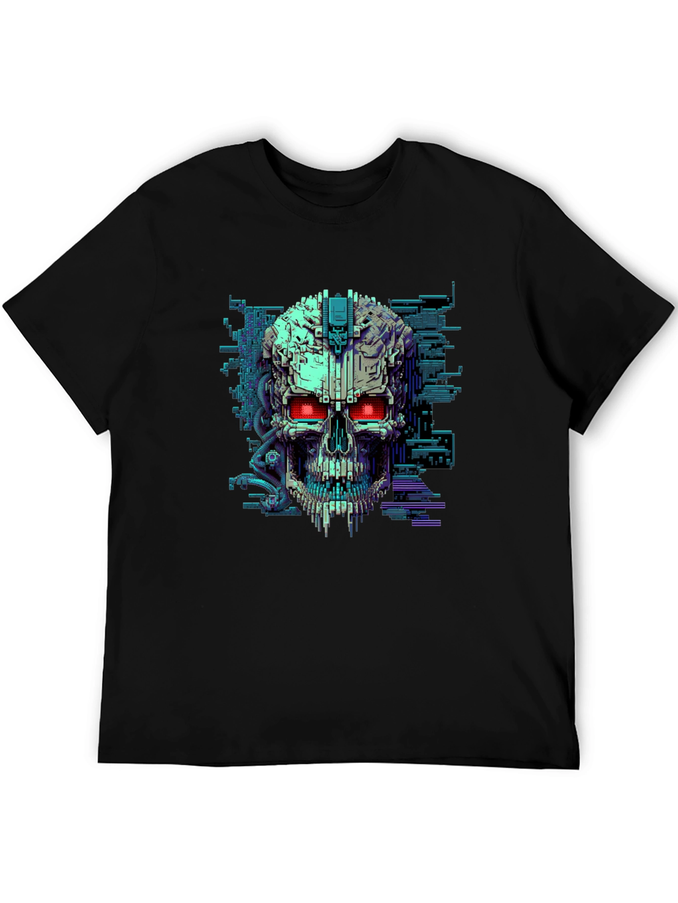 Black Cyber Skull T-Shirt - Futuristic Techwear view 5
