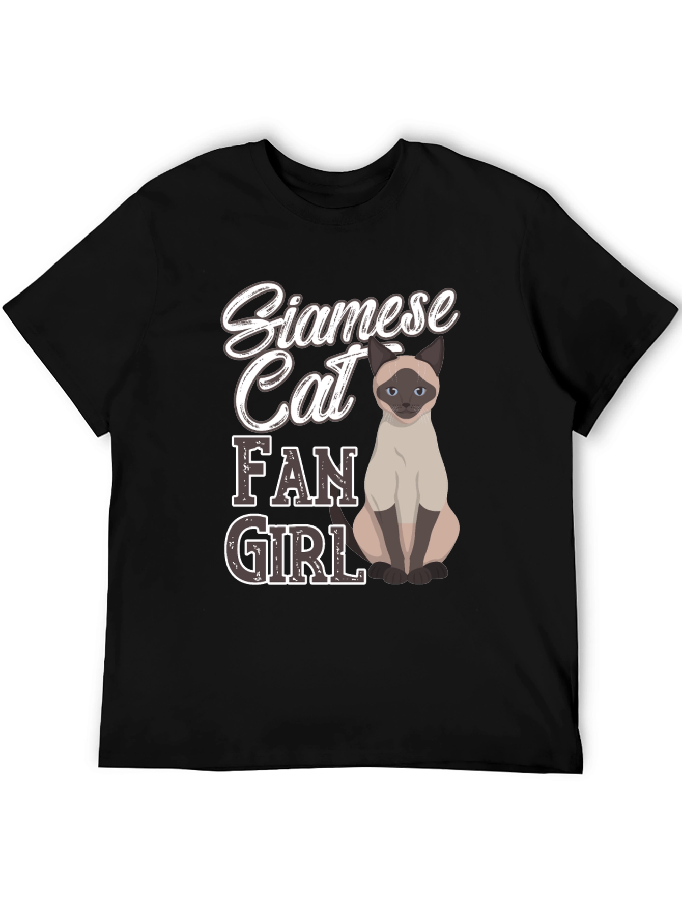 Black Siamese Cat Fan Girl T-Shirt view 5