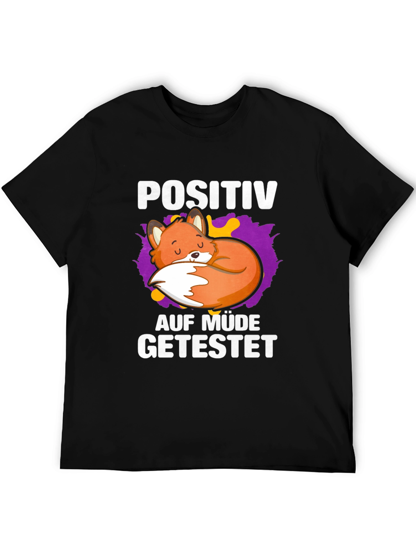 Black Lazy Fox Positiv Auf Mude Getestet T-Shirt view 5