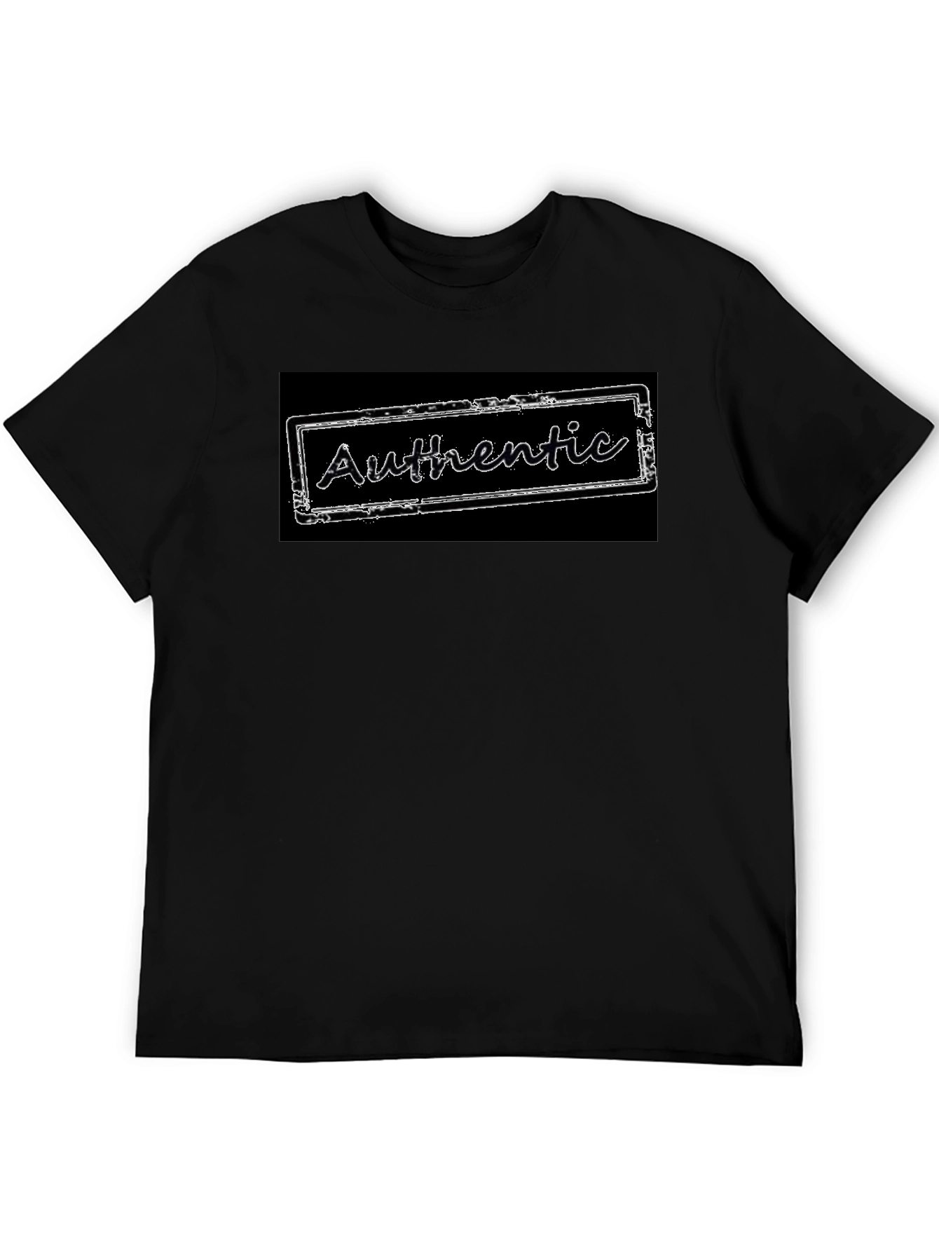 Black Authentic Stamp Graphic Tee - Black Cotton Blend T-Shirt view 5