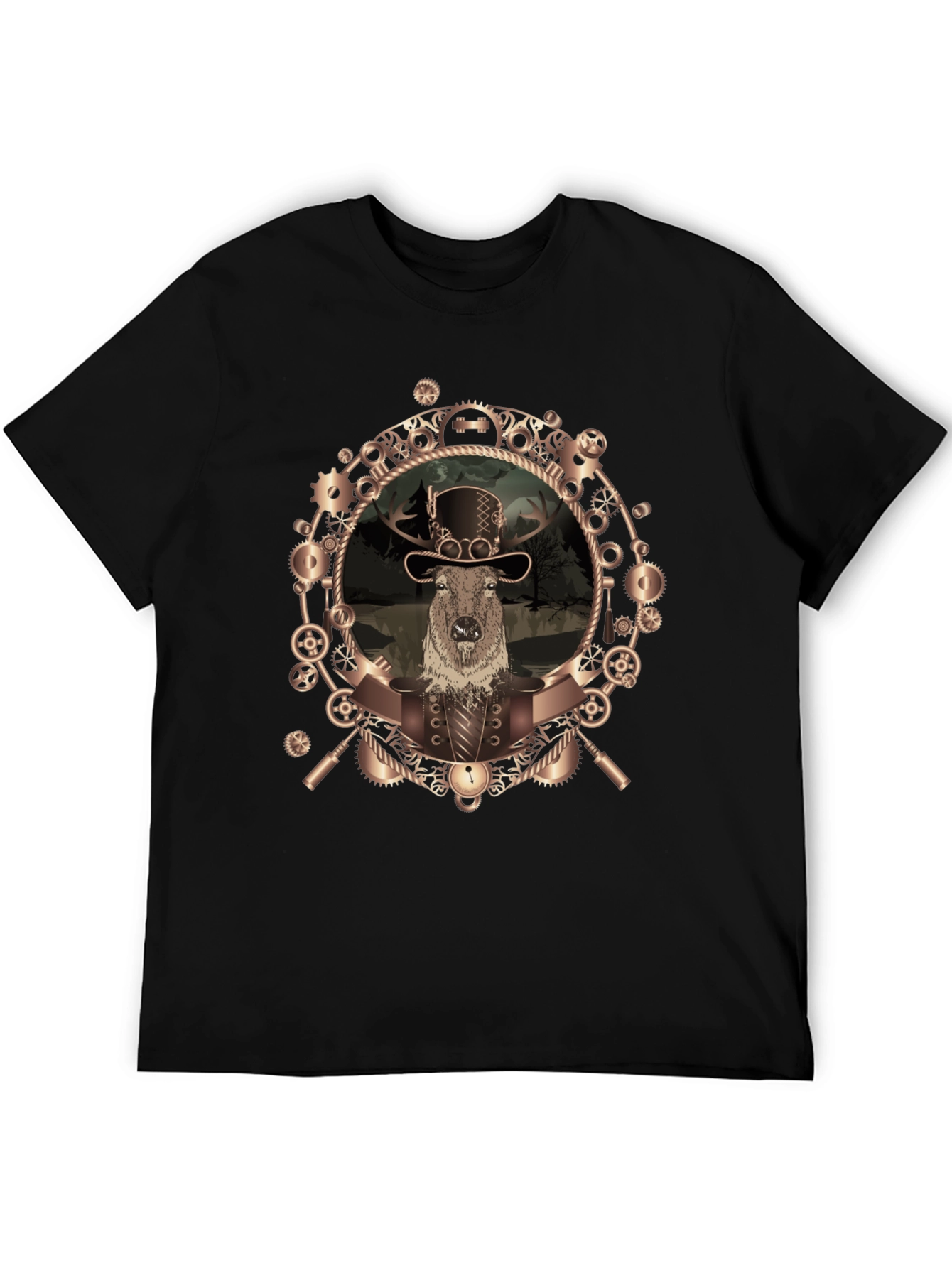 Black Steampunk Beaver T-Shirt - Unique Graphic Tee view 5