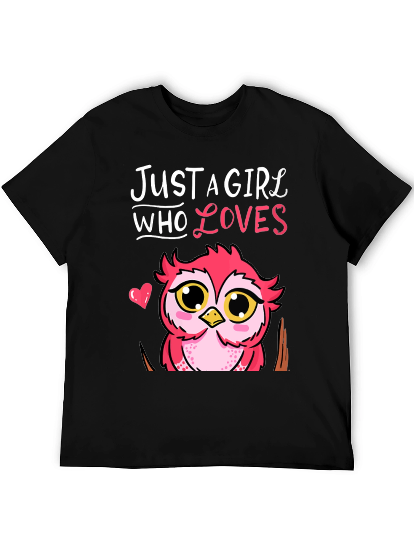 Black Just A Girl Who Loves Owls T-Shirt view 5