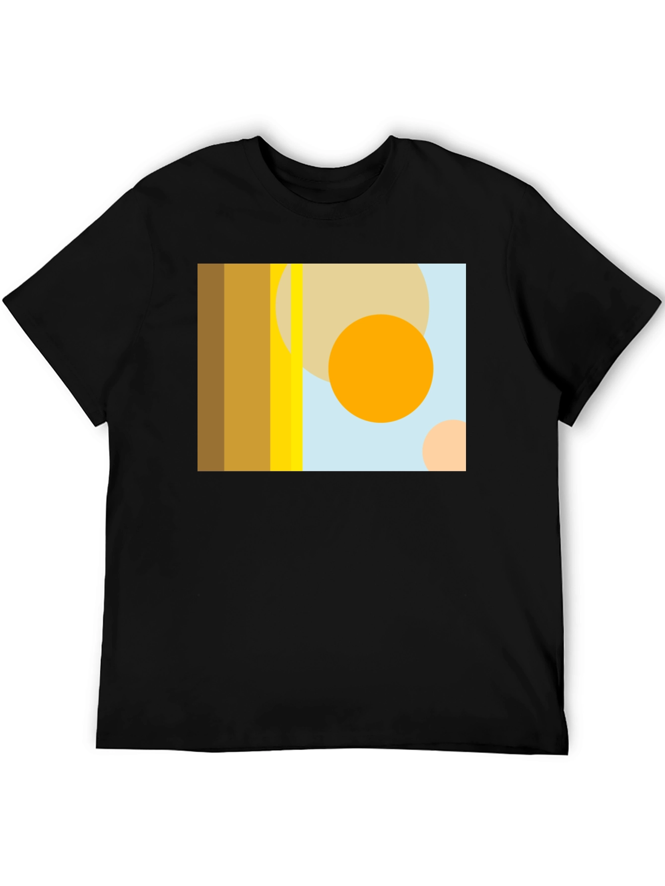Black Abstract Geometric Circle Print Black T-Shirt view 5