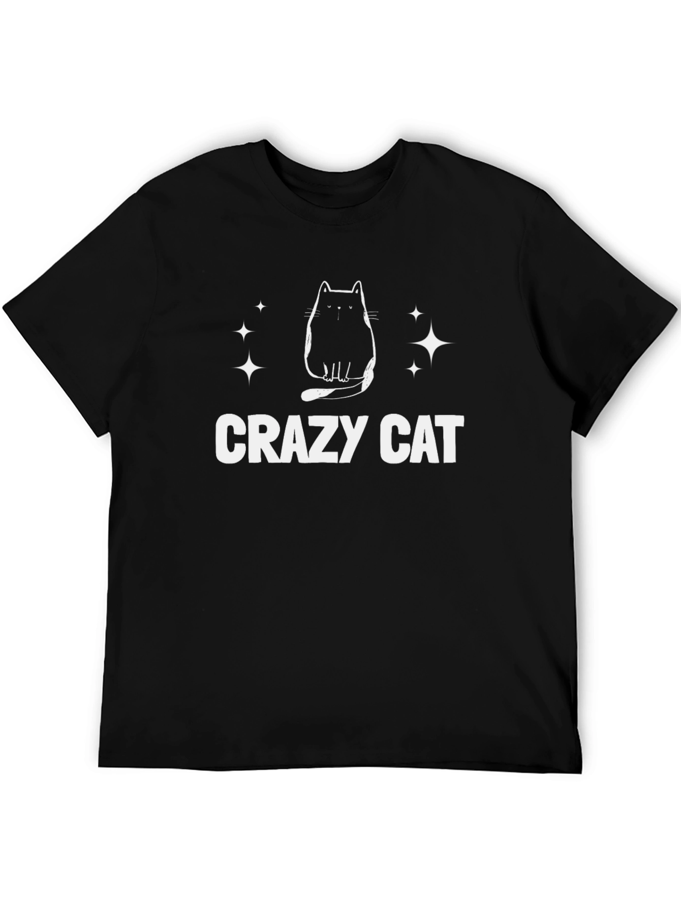 Black Crazy Cat Graphic T-Shirt - Unisex Black Tee view 5