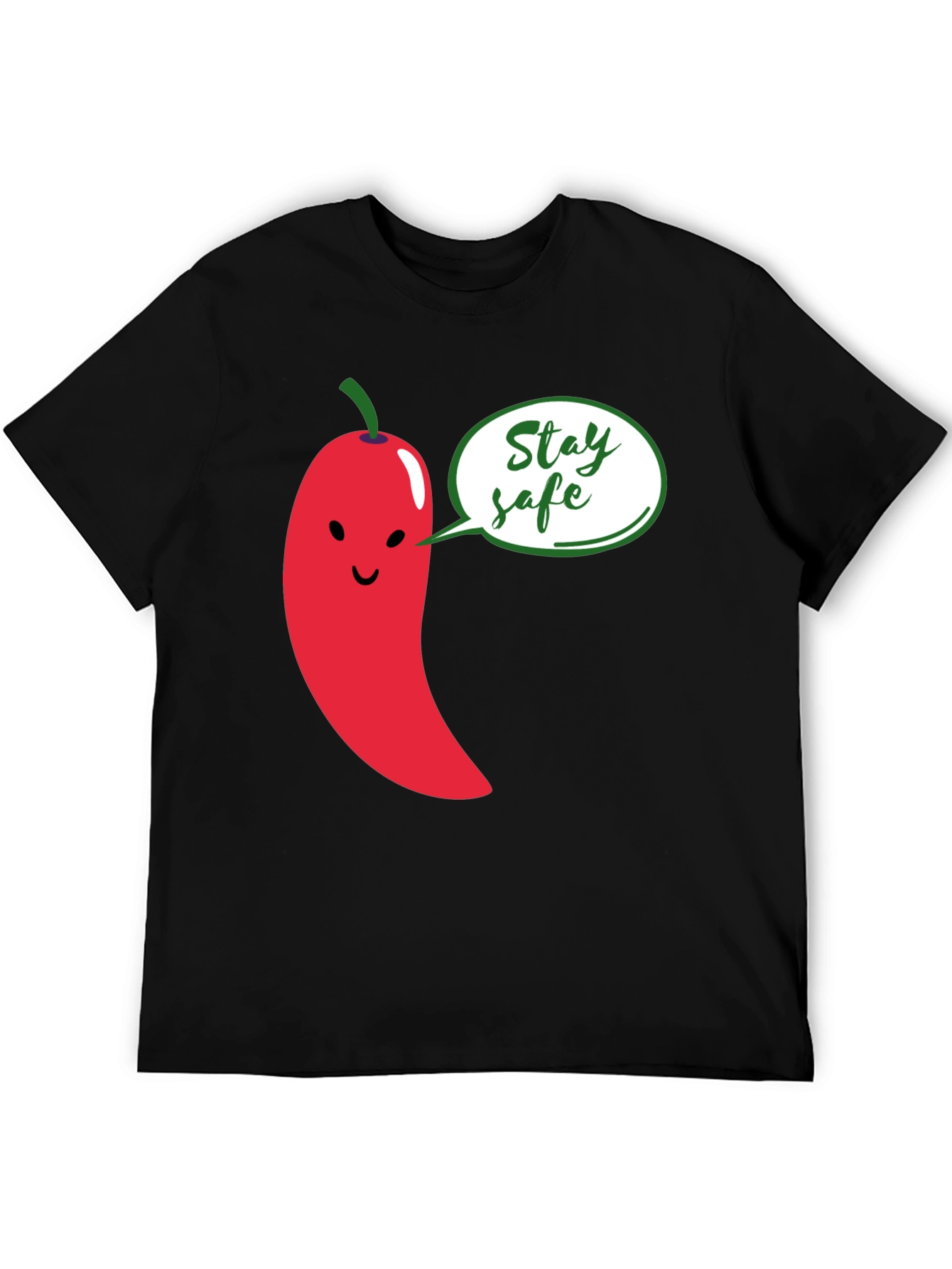 Black Stay Safe Pepper Graphic Tee - Unisex Black T-Shirt view 5