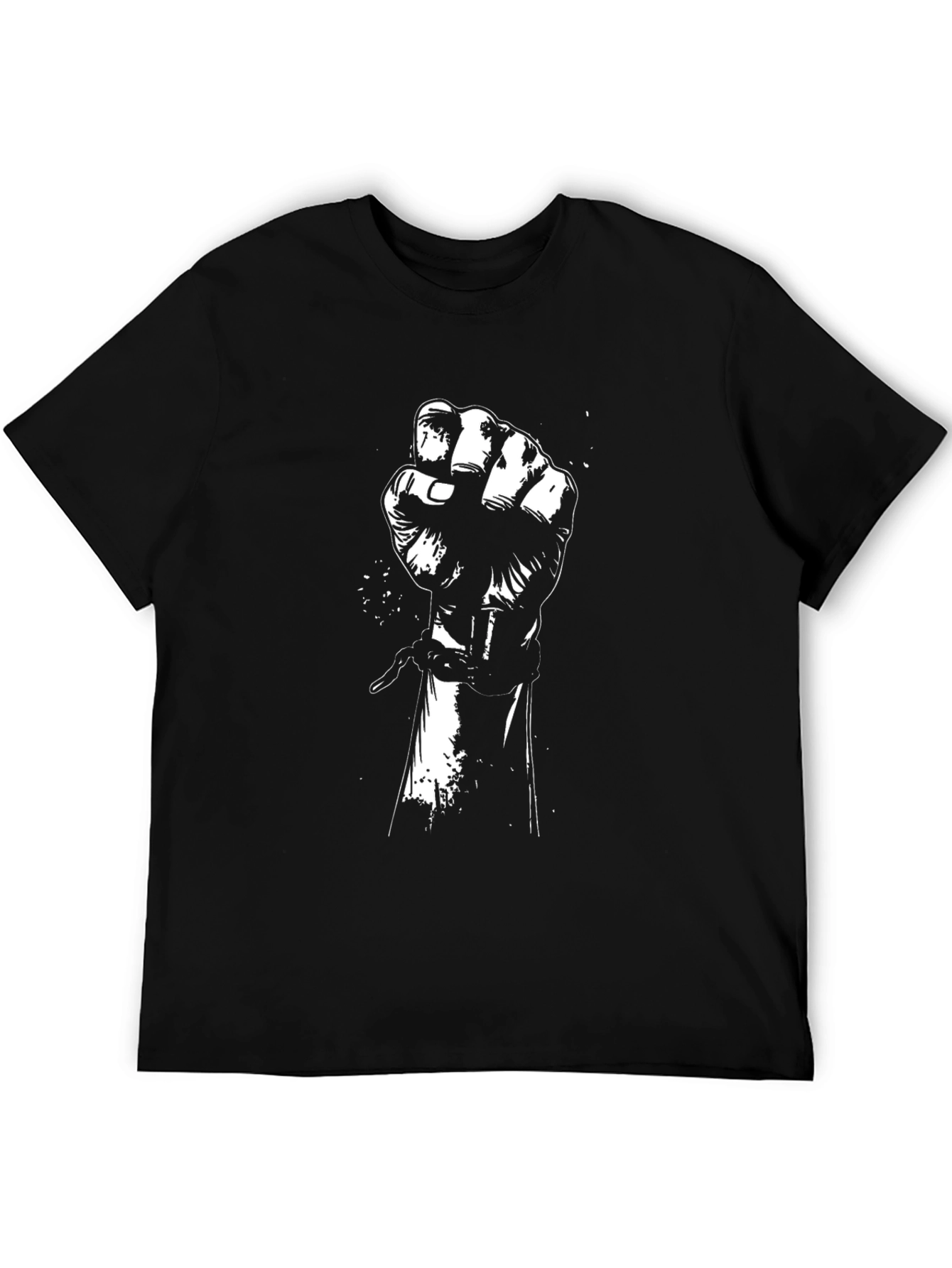 Black Black Graphic Tee - Raised Fist Design view 5
