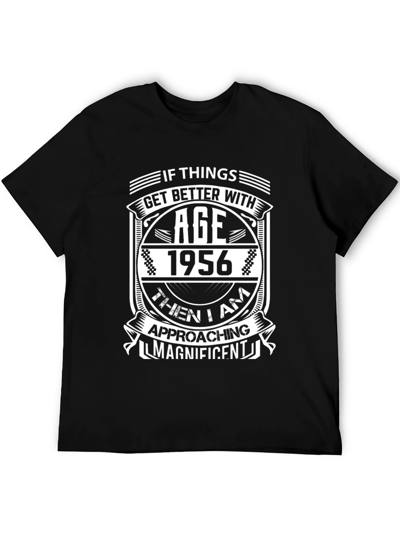 Black Vintage 1956 Age Better Men's Black T-Shirt view 5