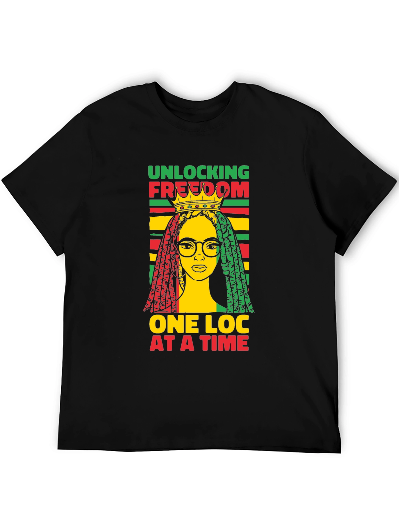 Black Unlocking Freedom Tee - Rasta Loc Design view 5