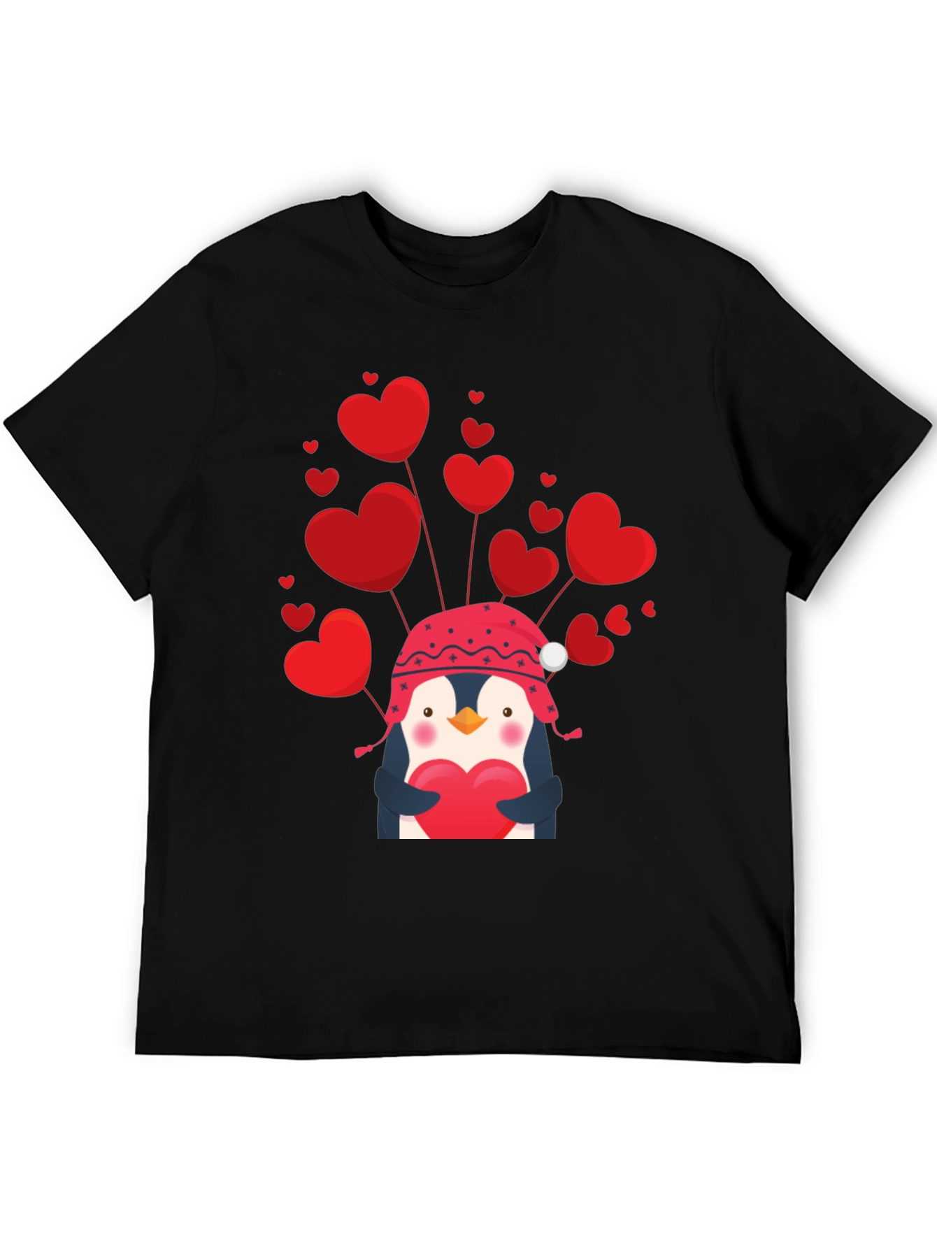 Black Valentine's Penguin Heart T-Shirt view 5