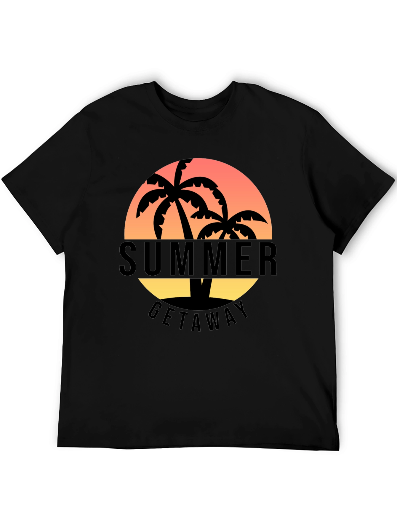 Black Summer Getaway Palm Tree Graphic T-Shirt view 5
