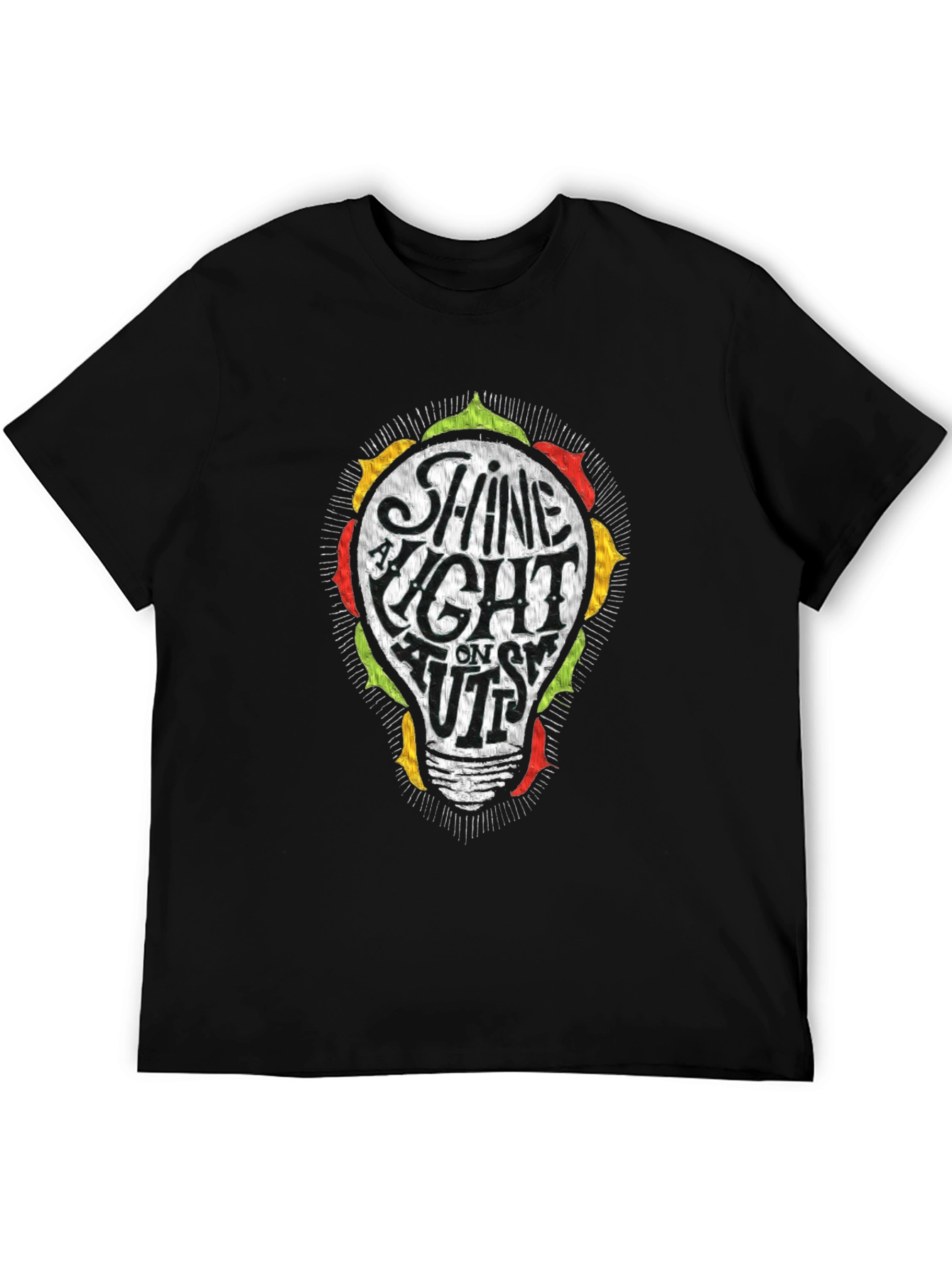 Black Shine A Light On Autism Awareness T-Shirt view 5