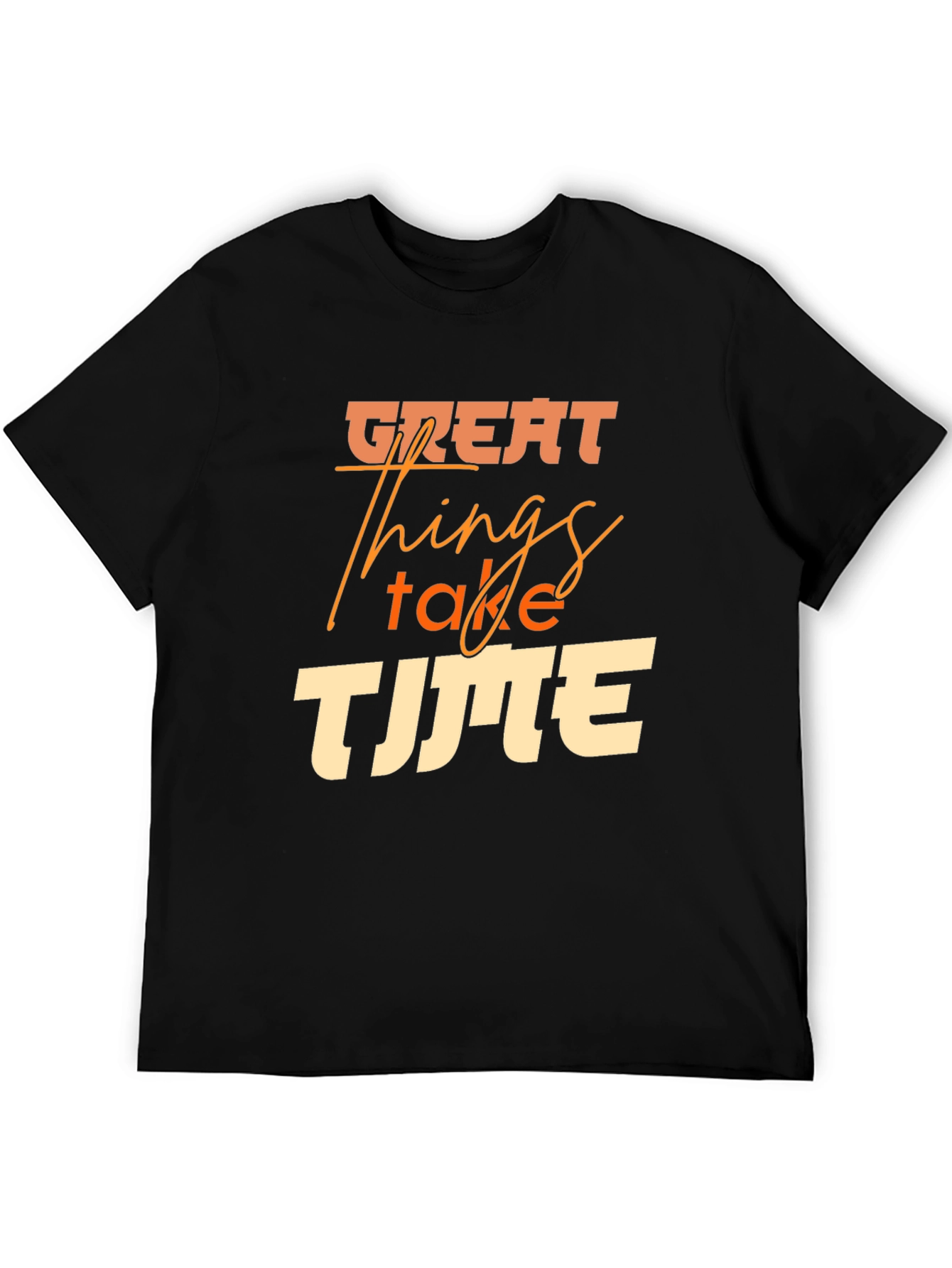 Black Great Things Take Time Black Graphic Tee view 5