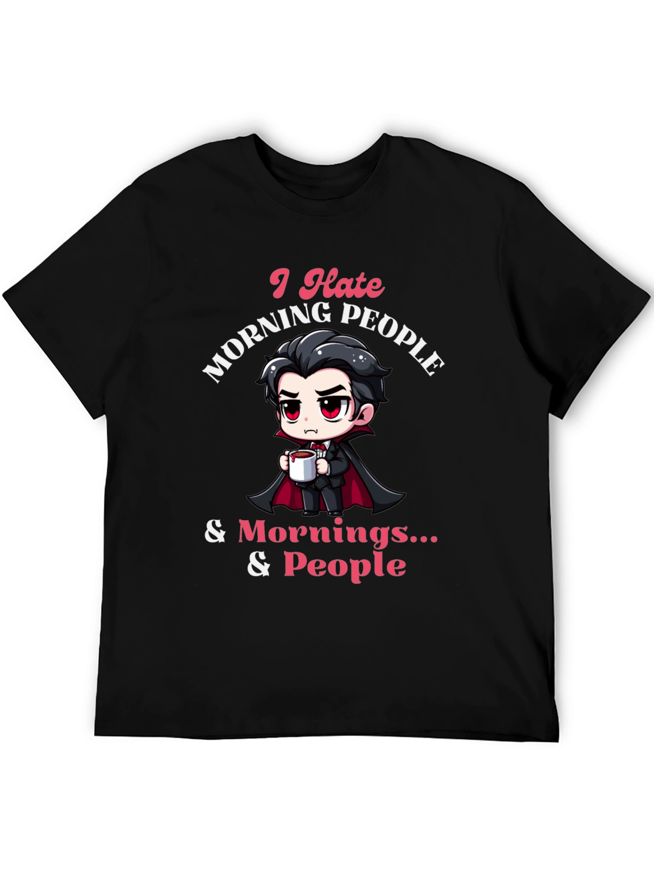 Black I Hate Morning People Black T-Shirt view 5