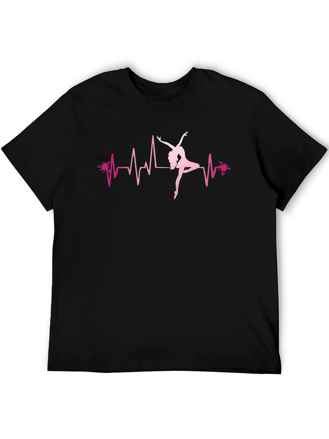 Black Dancing Heartbeat T-Shirt - Black Cotton Tee view 5