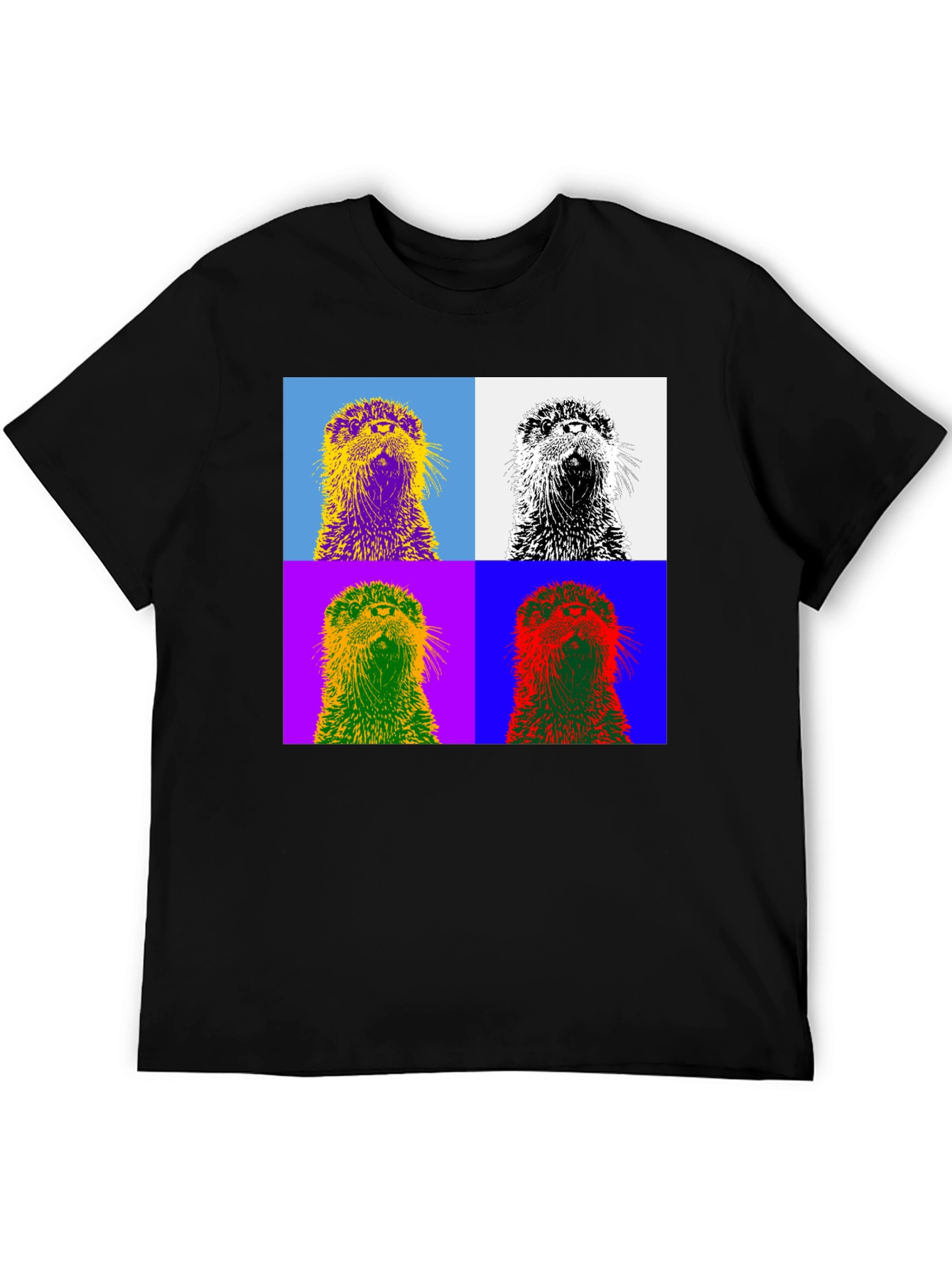 Black Pop Art Otter T-Shirt - Stylish Graphic Tee view 5