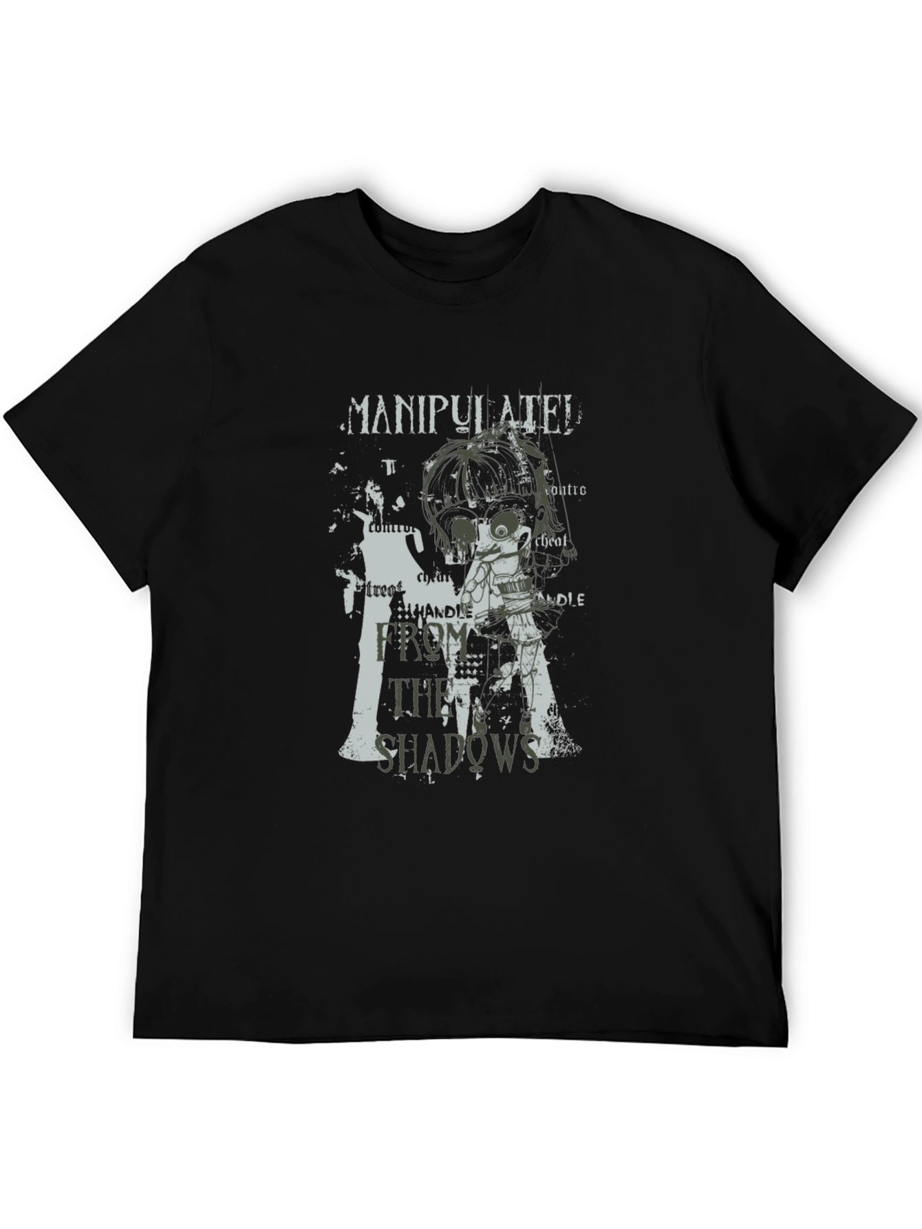 Black Manipulated Shadows Graphic Print Black T-Shirt view 5