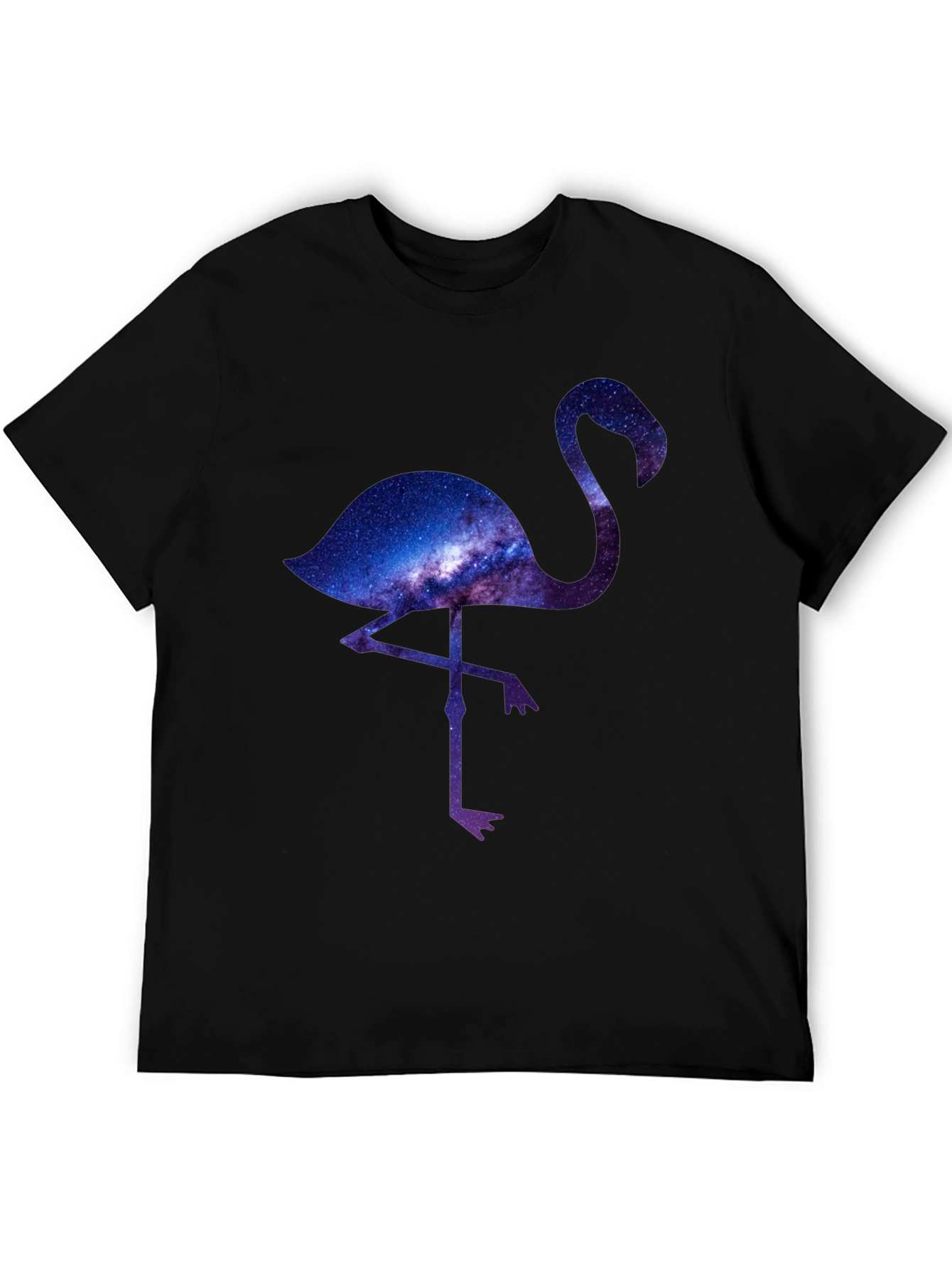 Black Galaxy Flamingo Graphic T-Shirt view 5