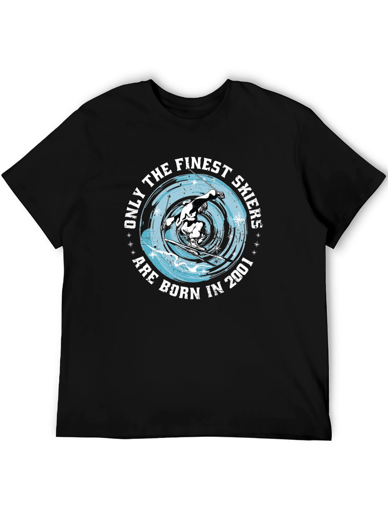 Black Finest Skiers Born in 2001 T-Shirt view 5