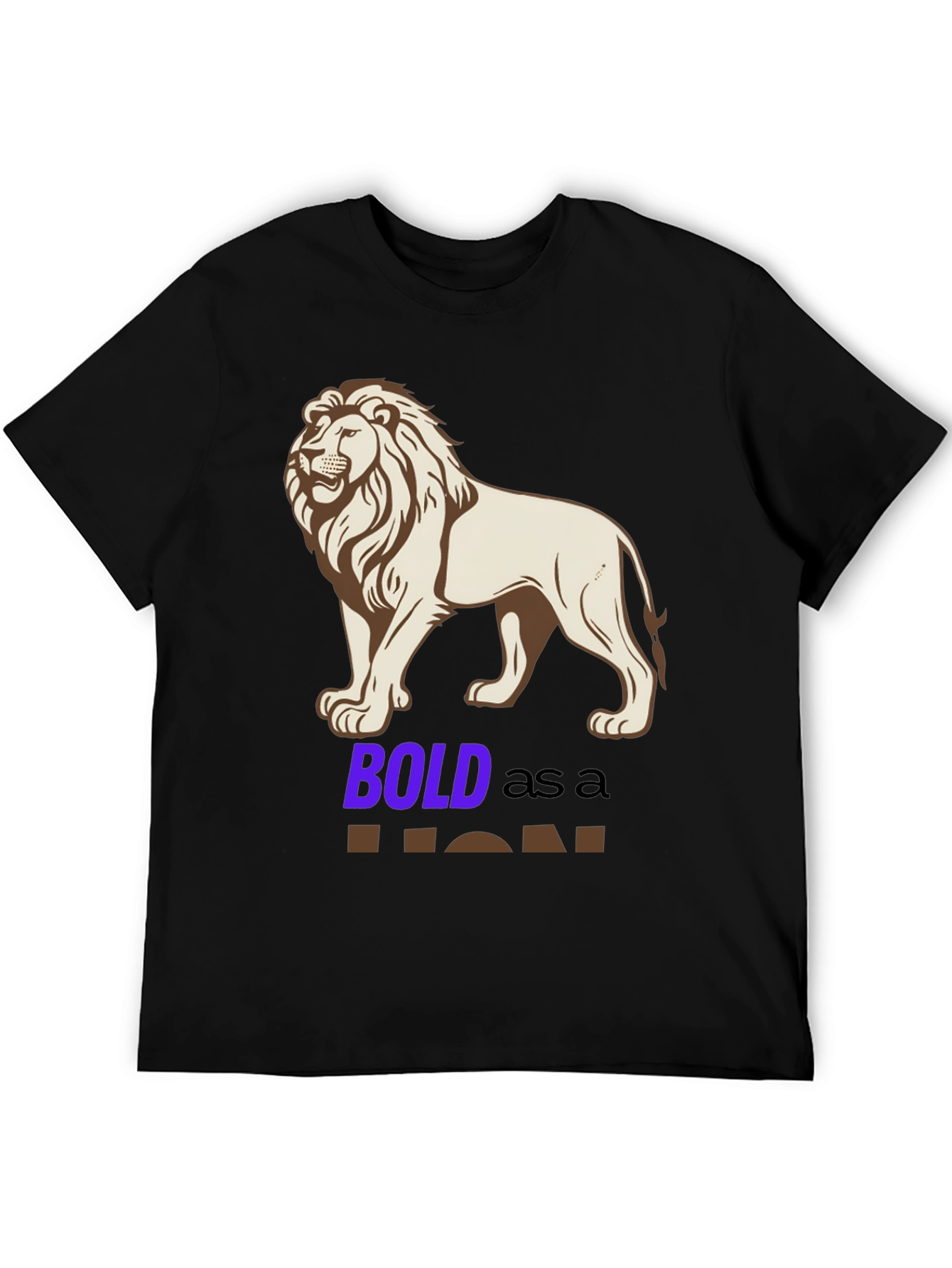 Black Bold Lion Graphic Tee - Black Cotton Blend Shirt view 5