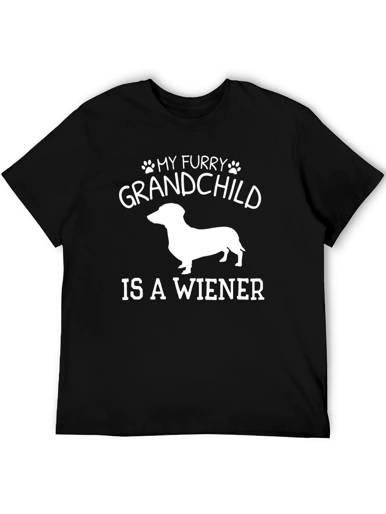Black My Furry Grandchild is a Wiener Dog T-Shirt view 5