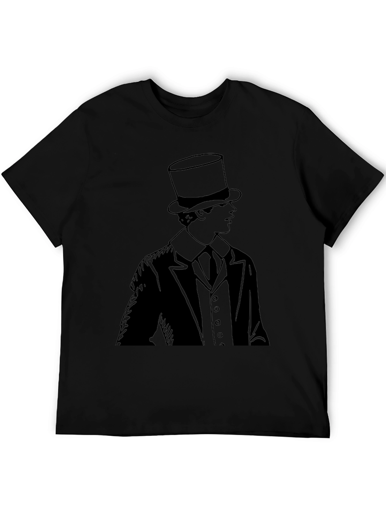 Black Top Hat Gentleman T-Shirt - Classic Style view 5