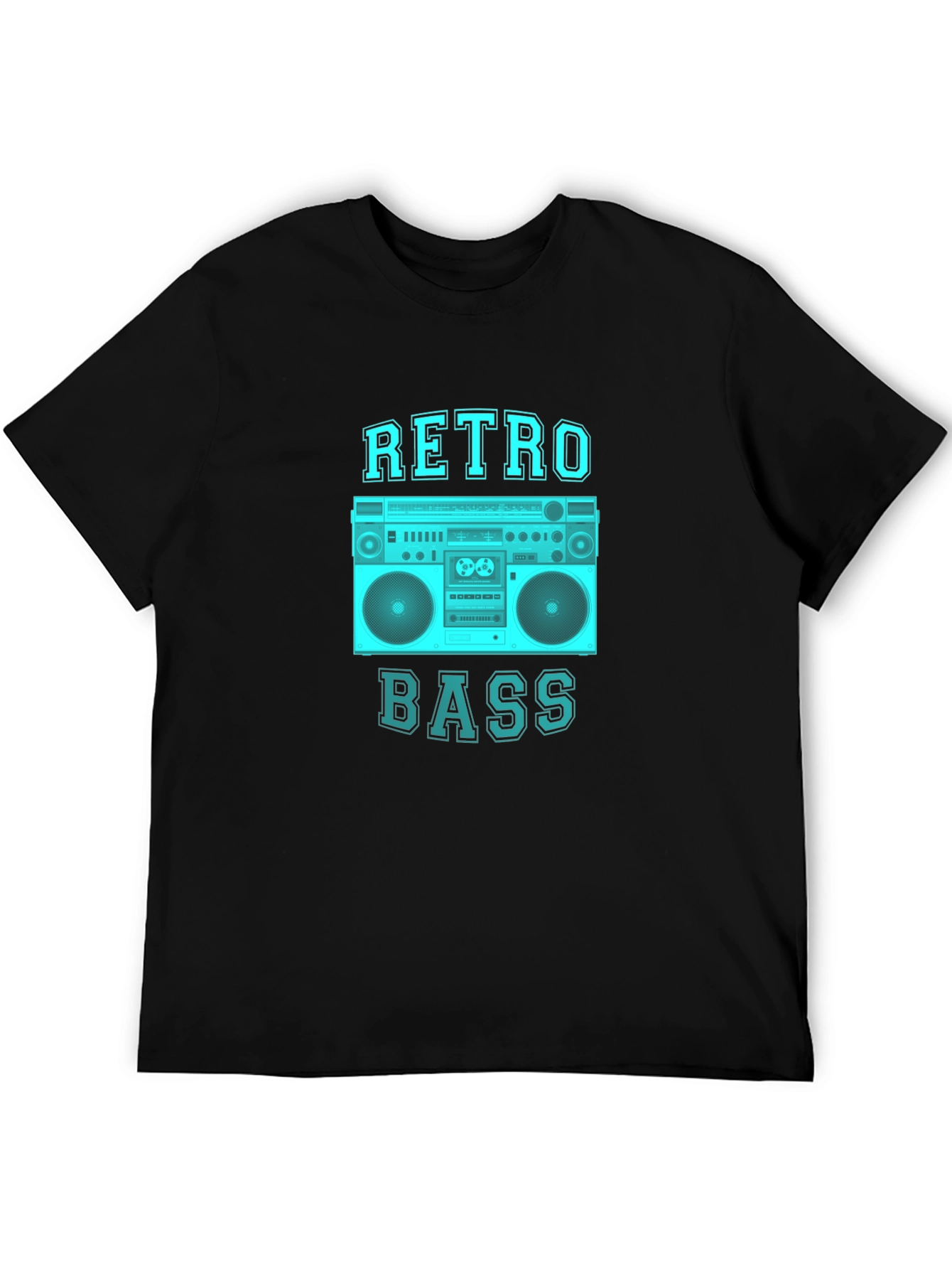 Black Retro Bass Graphic Tee - Black Cotton T-Shirt view 5