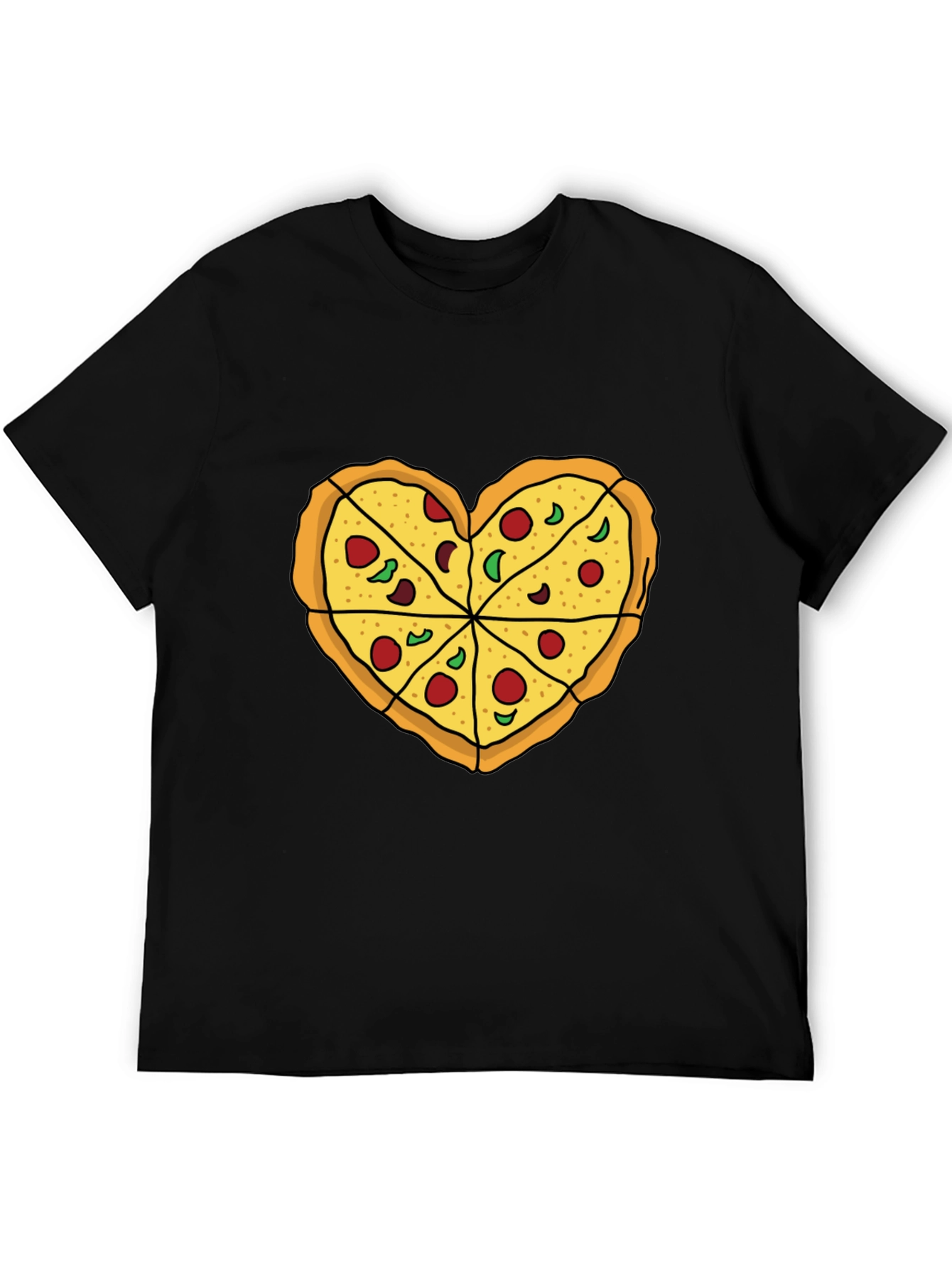Black Pizza Heart Graphic Tee -  Food Lover's T-Shirt view 5